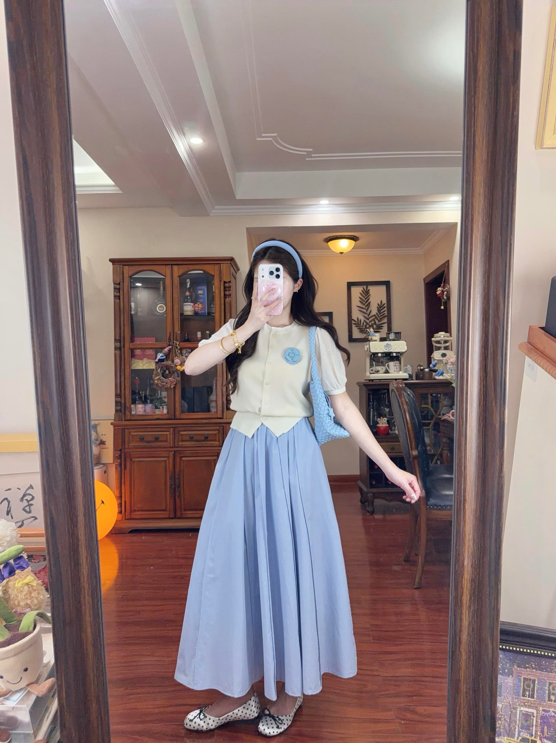 2026 슈퍼 화재 여름 드레스 연령 감소 ootd 착용 가져 가라. 전체 집합 검정색 3 차원 꽃 오픈 가디건 반신 스커트 투피스 슈트 상세 이미지 4