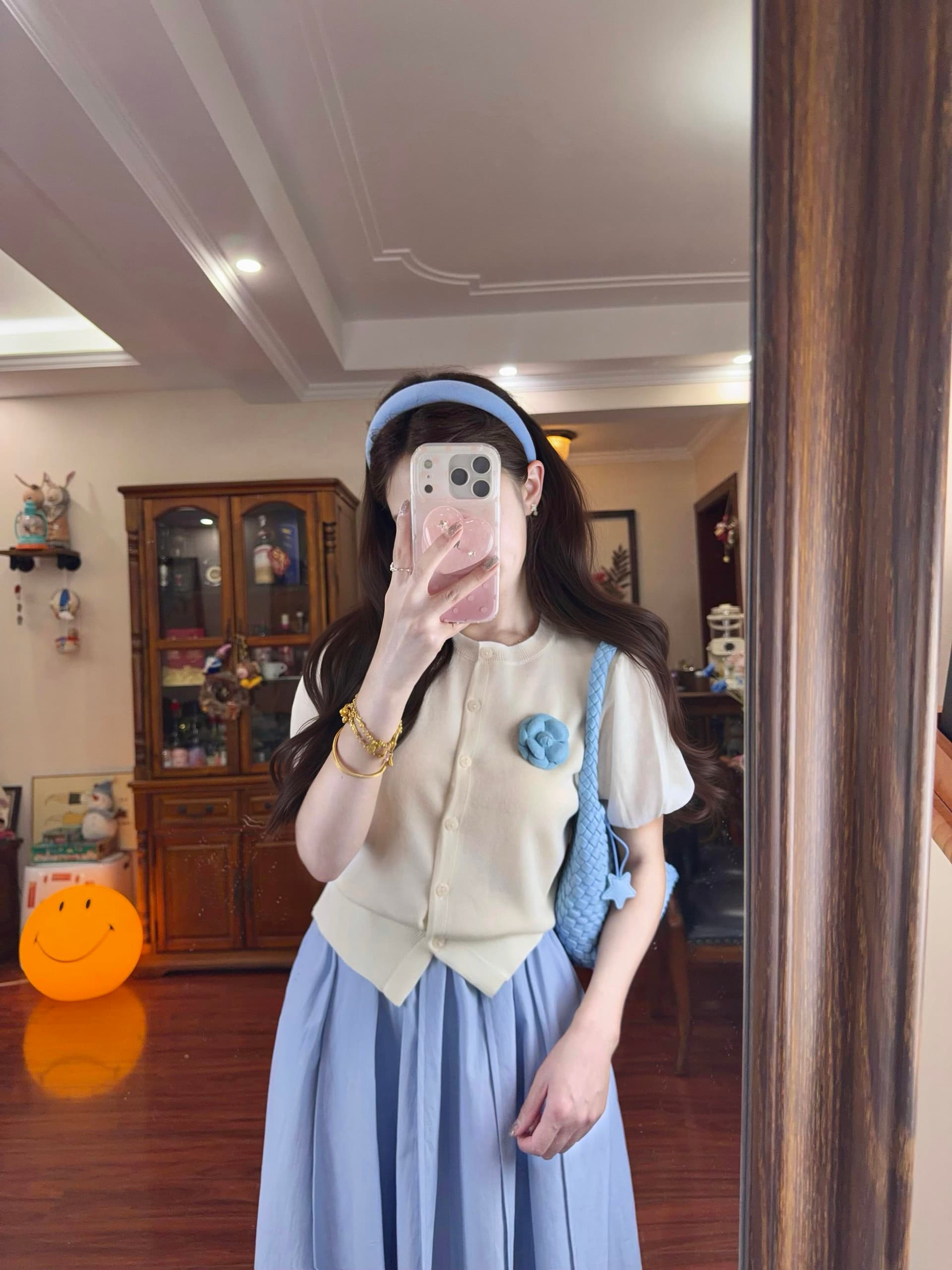 2026 슈퍼 화재 여름 드레스 연령 감소 ootd 착용 가져 가라. 전체 집합 검정색 3 차원 꽃 오픈 가디건 반신 스커트 투피스 슈트 상세 이미지 5