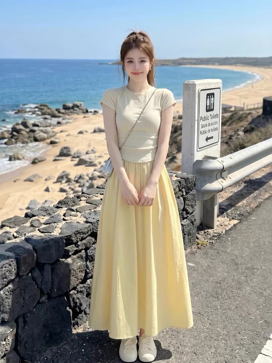 초기 여름 2026 슈퍼 화재 한 부서 여름 ootd 아름다운 착용 가져 가라. 전체 집합 작은 점프 슈트 치마 투피스 슈트 여성