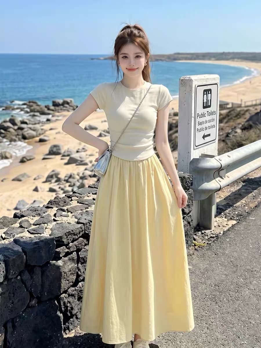 초기 여름 2026 슈퍼 화재 한 부서 여름 ootd 아름다운 착용 가져 가라. 전체 집합 작은 점프 슈트 치마 투피스 슈트 여성 상세 이미지 3