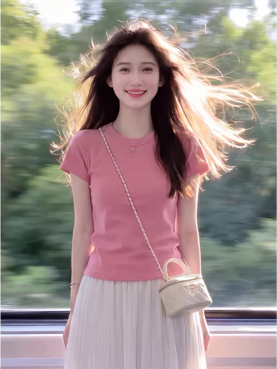 초여름 한 부서 ootd 착용 가져 가라. 전체 집합 슈퍼 화재 자이언트 잘 생긴 ~ 중 고급 센스 연령 감소 맨위 반신 치마 세트 여성 이미지 4