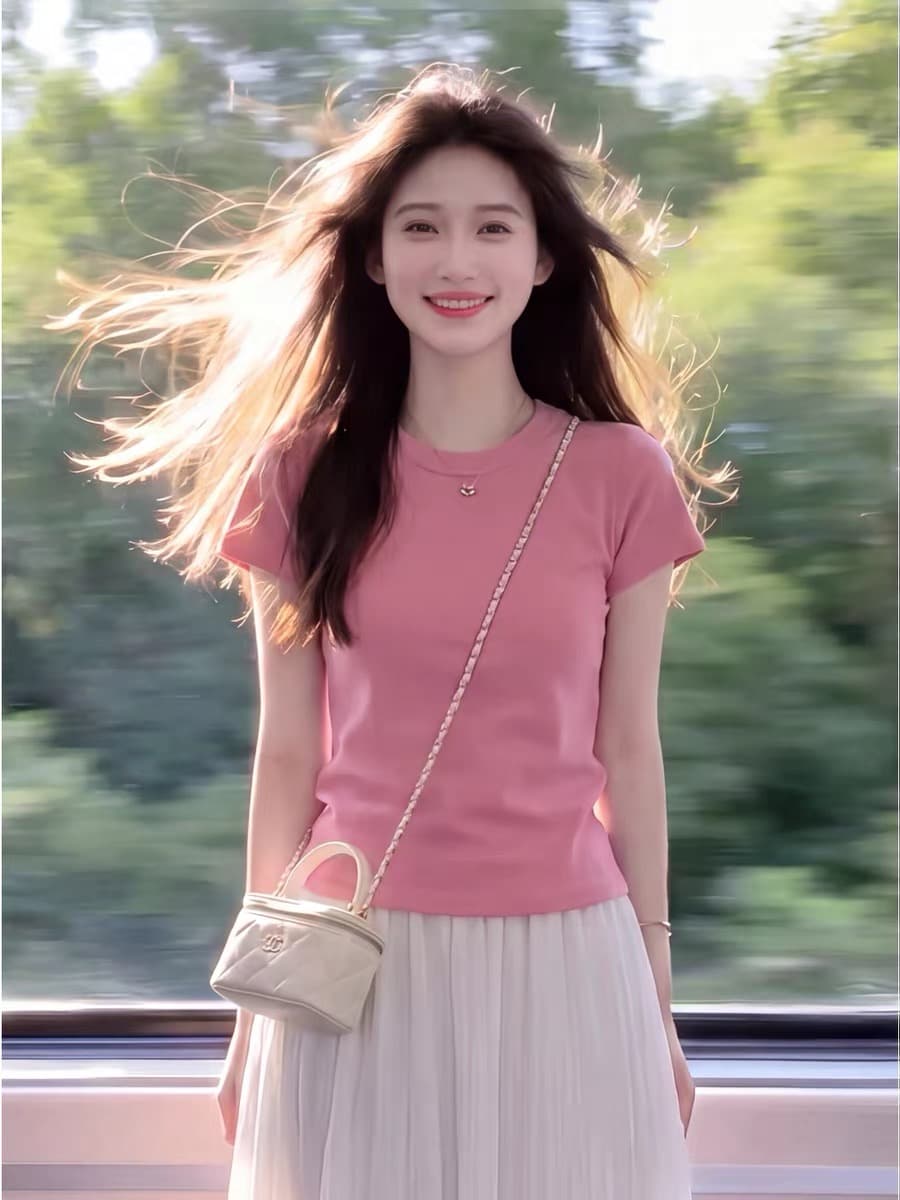 초여름 한 부서 ootd 착용 가져 가라. 전체 집합 슈퍼 화재 자이언트 잘 생긴 ~ 중 고급 센스 연령 감소 맨위 반신 치마 세트 여성 상세 이미지 2