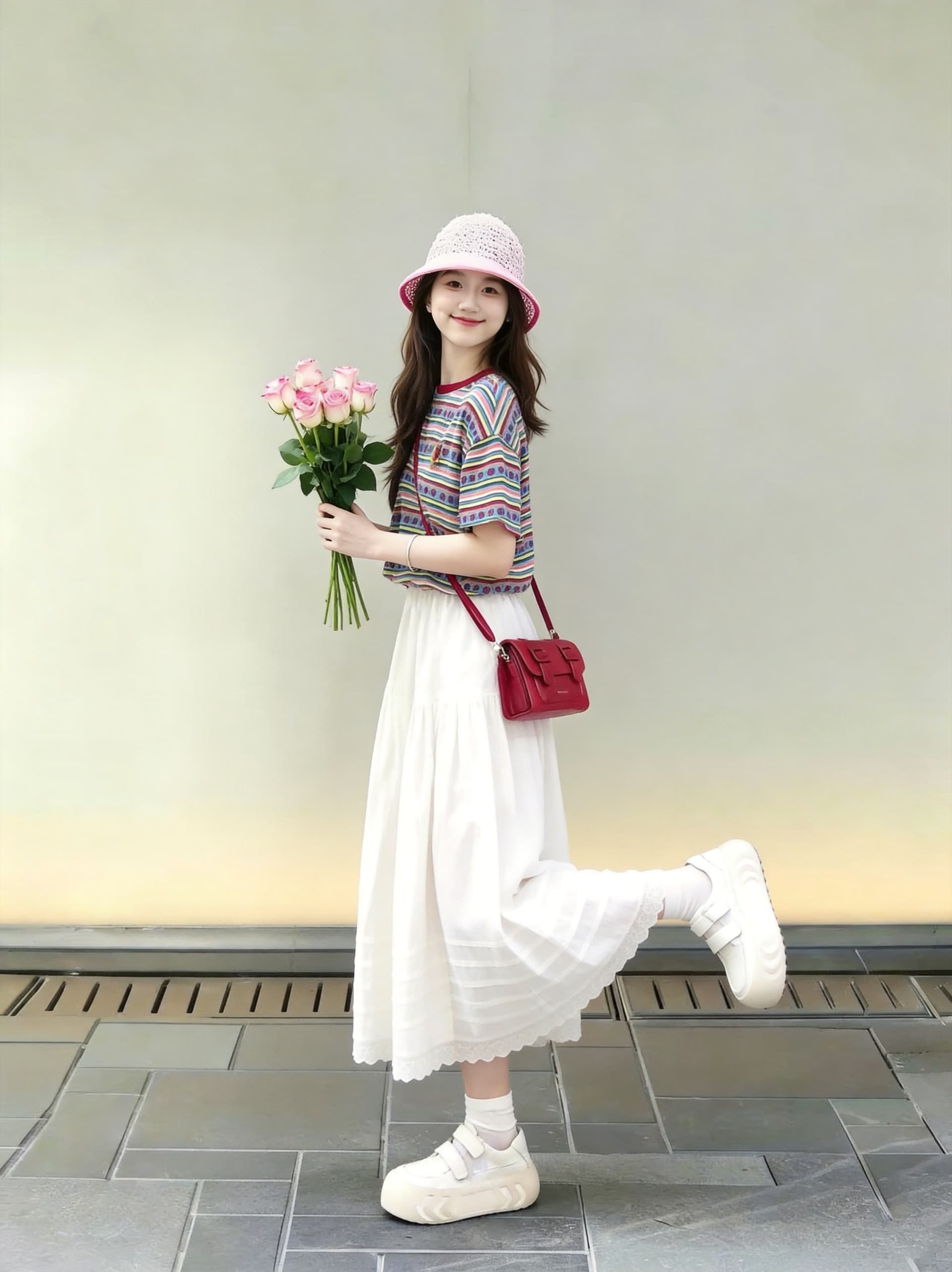 작은 키 여름 세트 드레스 여성 달콤한 매운맛 바람 한국 스타일 미니멀리즘 디자인 센스 반팔 맨위 패션 외국 가스 투피스 세트 상세 이미지 3