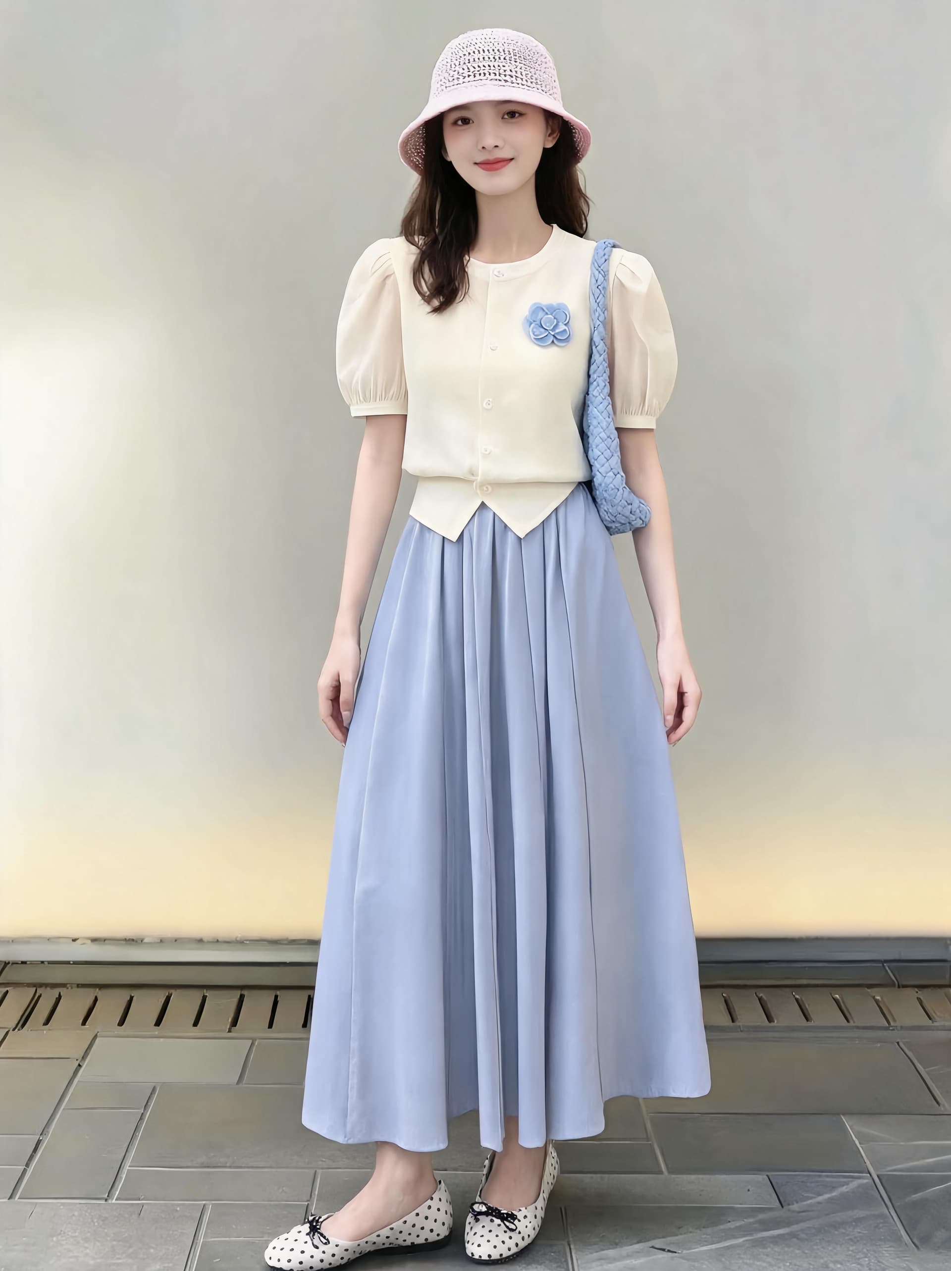 2026 슈퍼 화재 여름 드레스 연령 감소 ootd 착용 가져 가라. 전체 집합 검정색 3 차원 꽃 오픈 가디건 반신 스커트 투피스 슈트 이미지 3