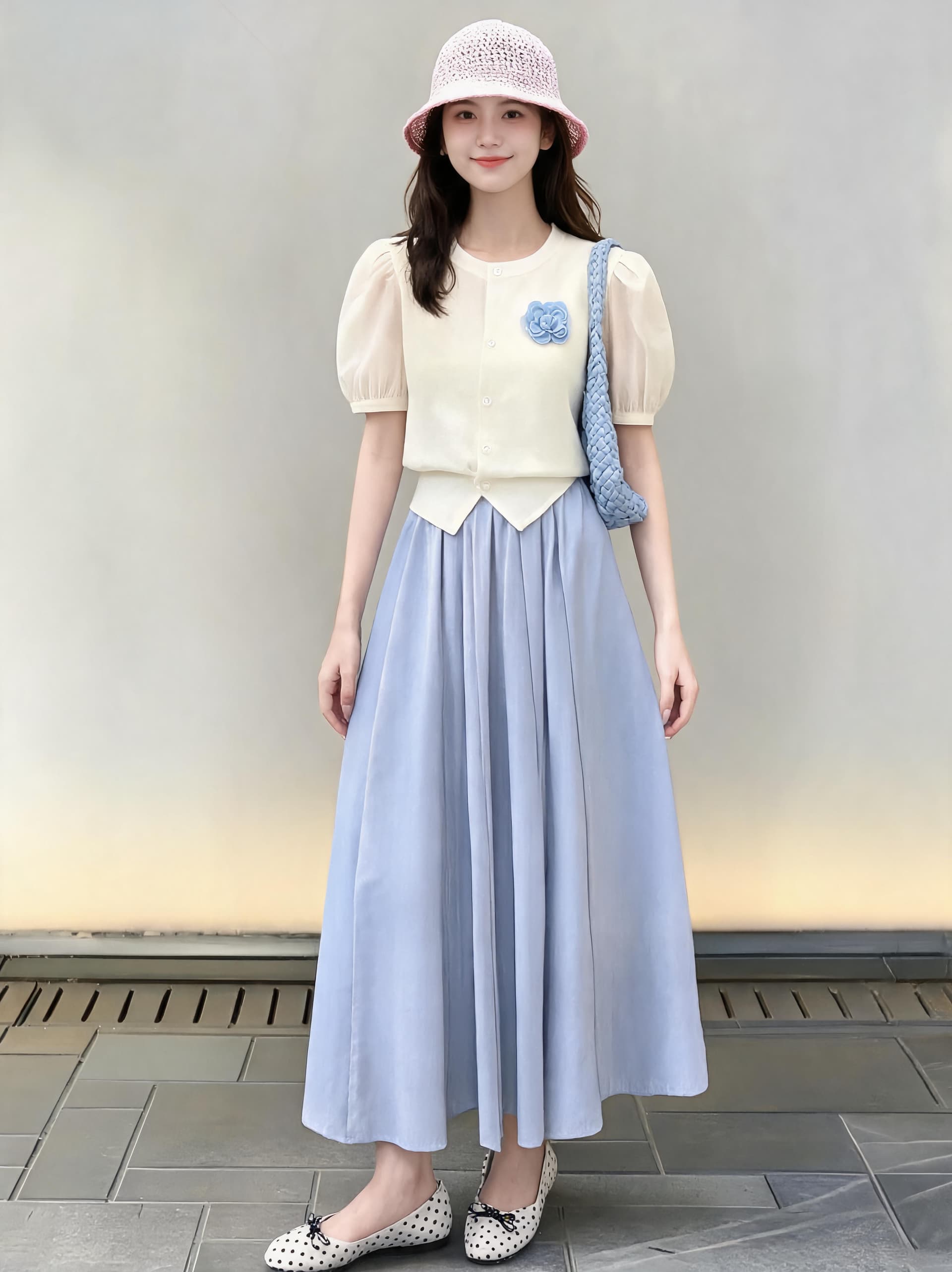 2026 슈퍼 화재 여름 드레스 연령 감소 ootd 착용 가져 가라. 전체 집합 검정색 3 차원 꽃 오픈 가디건 반신 스커트 투피스 슈트 이미지 2