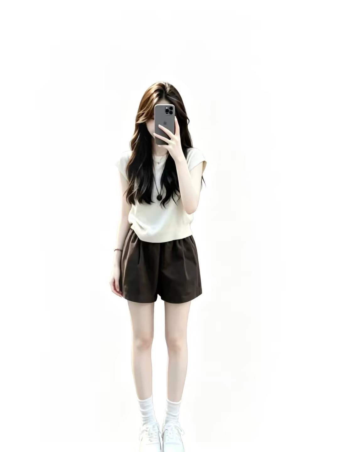 느슨함 센스 캐주얼 세트 여성 여름 외국 가스 단색 라운드 넥 작은 날다 소매 티셔츠 맨위 슬림해 보이는 하이웨이스트 반바지 트렌디 상세 이미지 5