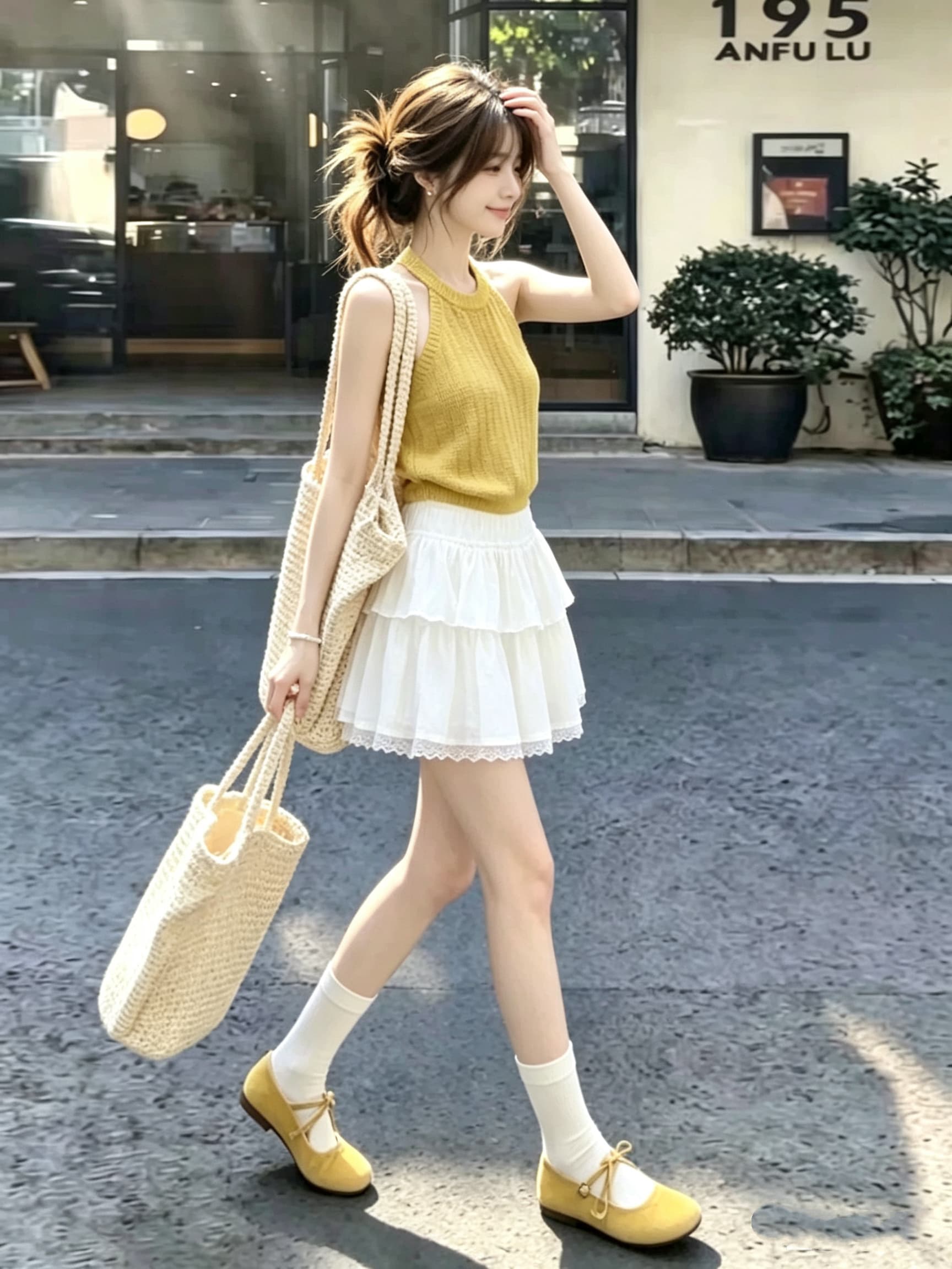 작은 키 한 부서 그레이트 통해보기 가져 가라. 전체 집합 2026 새로운 행침 목 맨위 여성 여름 레이스 치마 세트 이미지 3