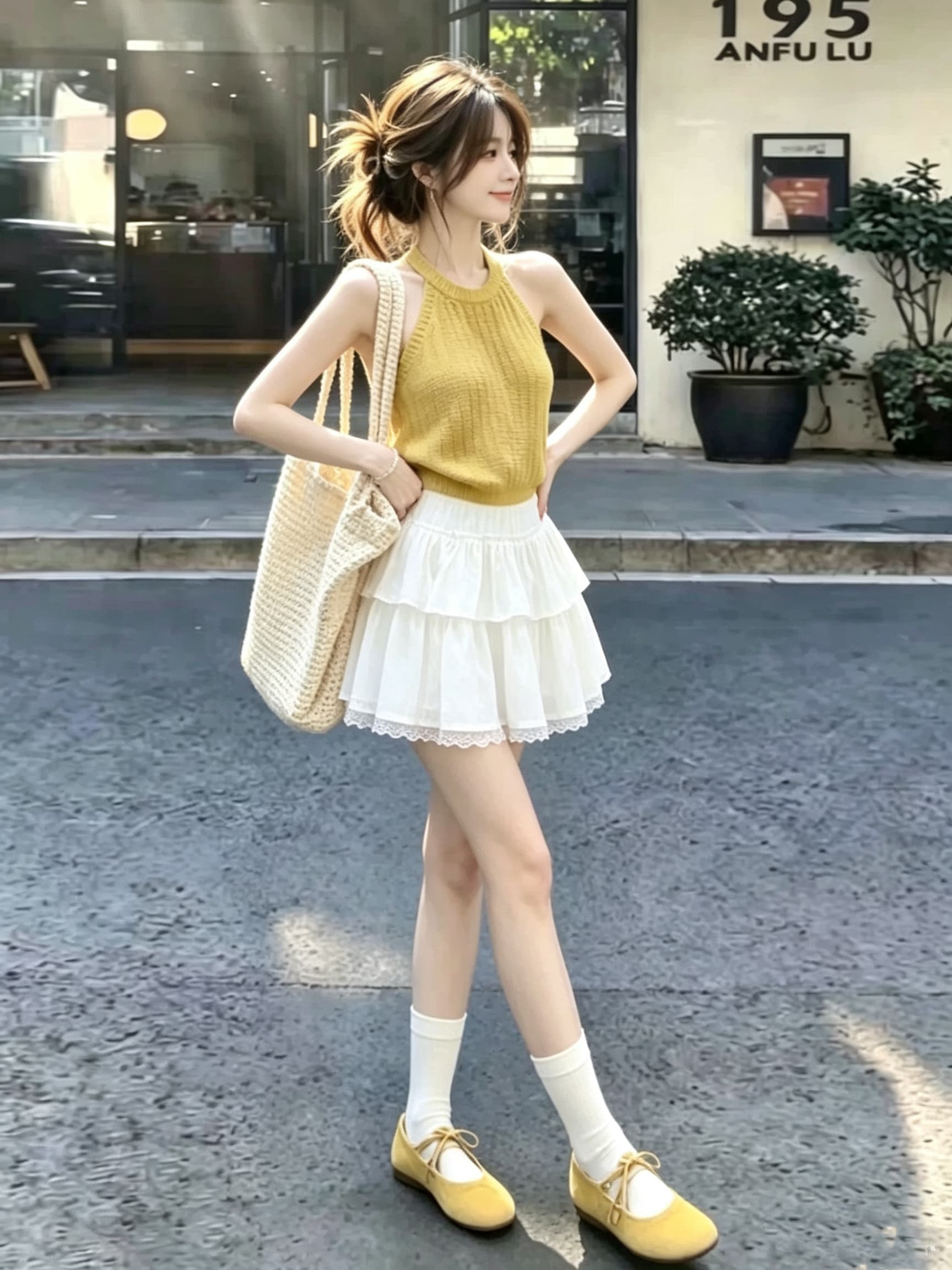 작은 키 한 부서 그레이트 통해보기 가져 가라. 전체 집합 2026 새로운 행침 목 맨위 여성 여름 레이스 치마 세트 상세 이미지 5