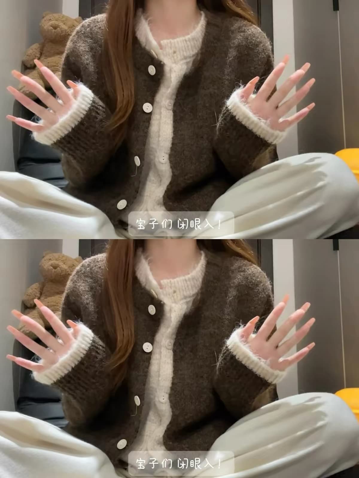 아름다움 라드. 레트로 커피 색상 페이크 레이어드 스웨터 여자 가을 겨울철 고급 센스 느긋한 바람 품격 다용도 니트 맨위 상세 이미지 5