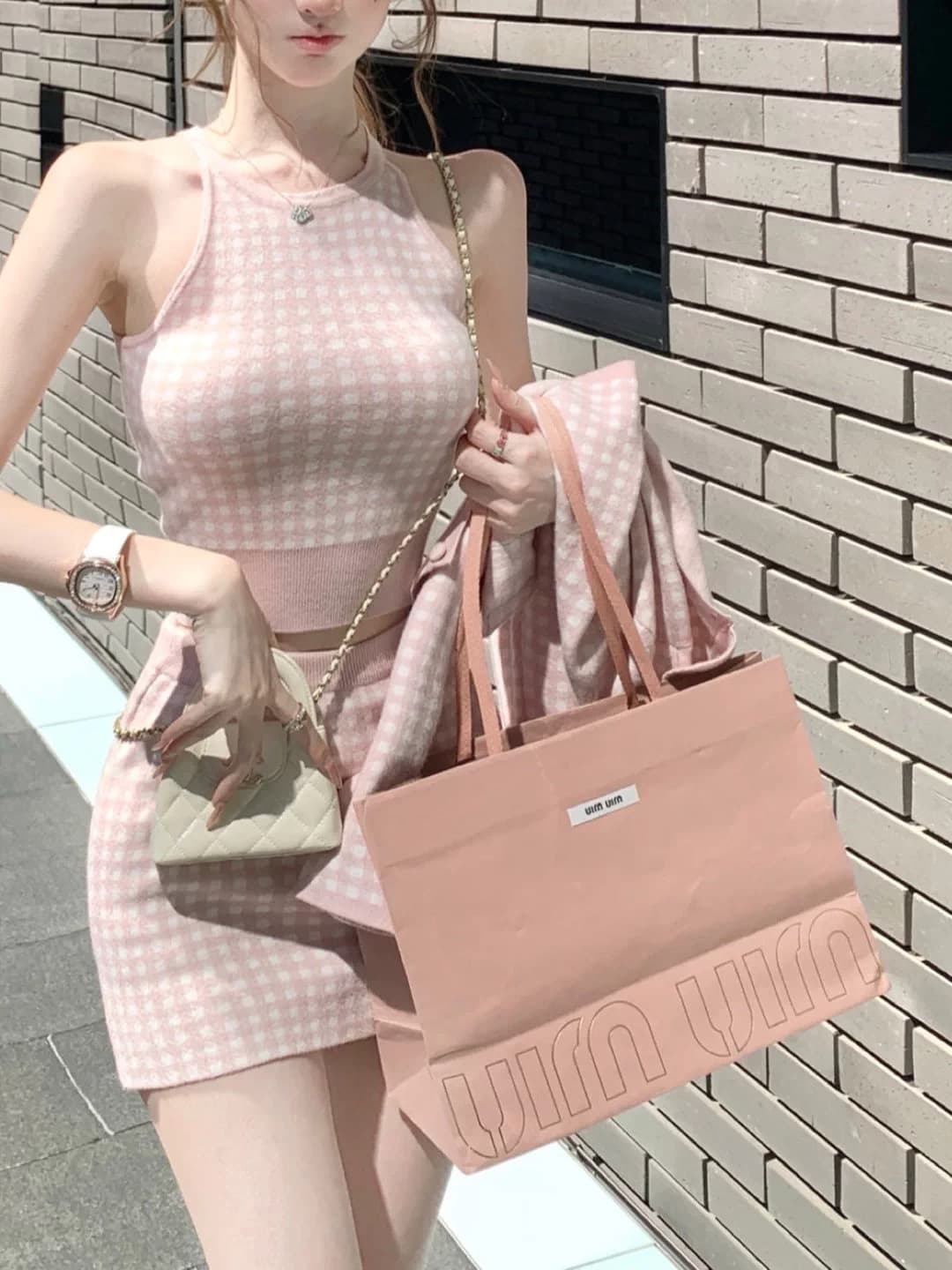 프랑스식 작은 샤넬 스타일 배색 니트 오픈 가디건 세트 여성 가을 겨울 천 금빛 바람 품격 오픈 가디건 조끼 반 스커트 3종 세트 상세 이미지 4