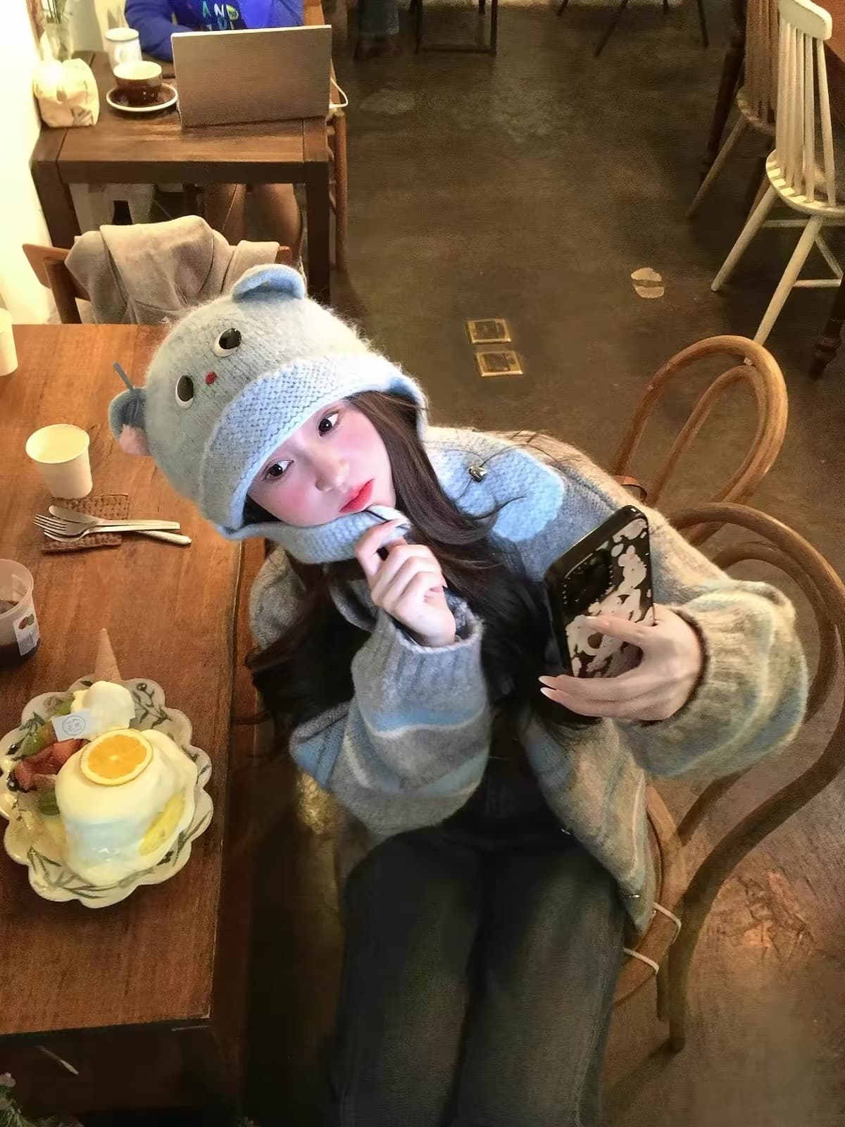 달콤함 부드러운 찹쌀 바람 터틀넥 스트라이프 스웨터 여성 코트 겨울 새로운 루즈핏 슬림해 보이는 다용도 니트 오픈 가디건 맨위 상세 이미지 5