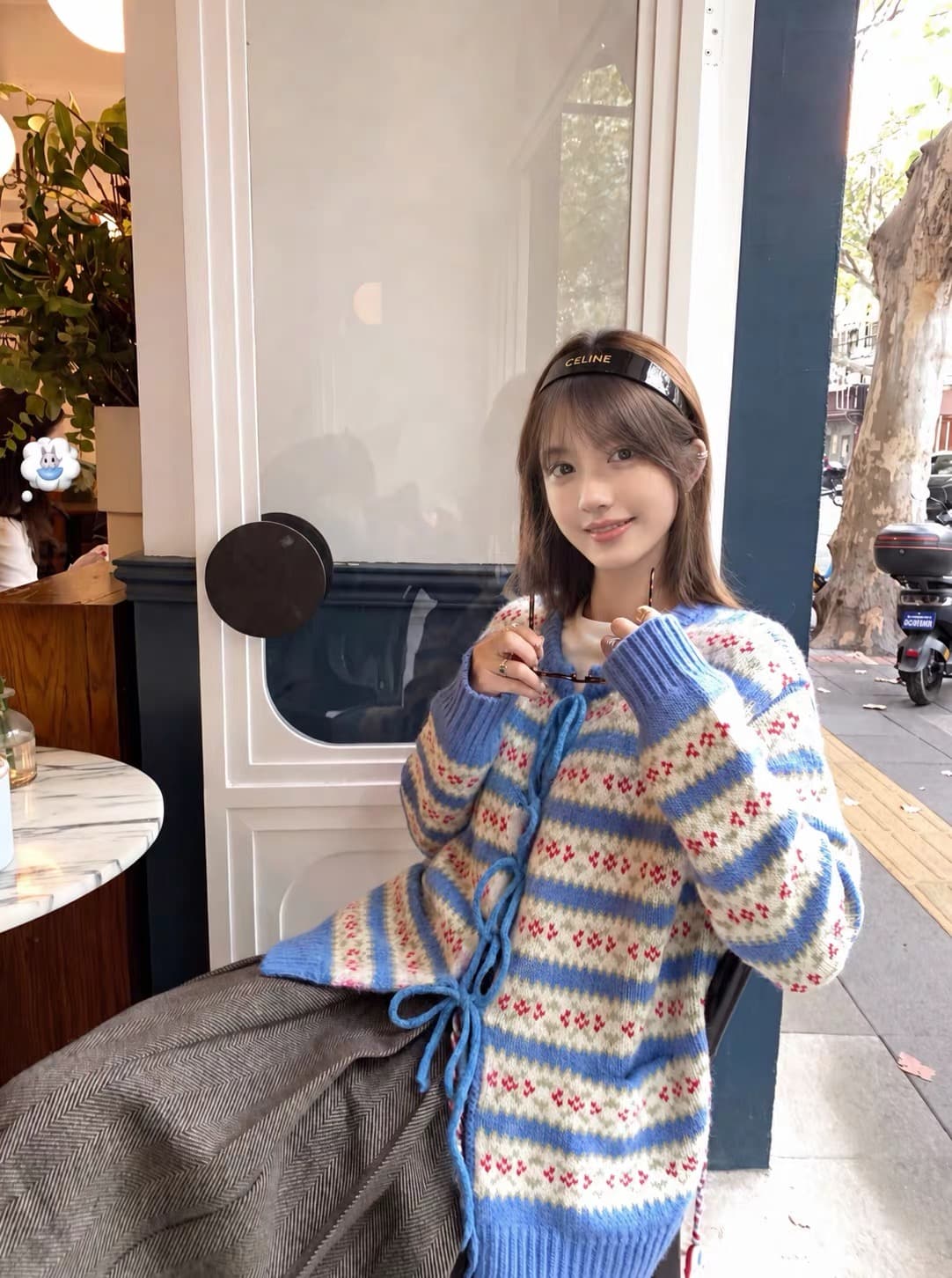 공정한 섬 레이스업 스트라이프 라운드 넥 니트 오픈 가디건 여성 새로운 2026 가을 겨울철 스웨터 코트 색상 자카드 맨위 이미지 3