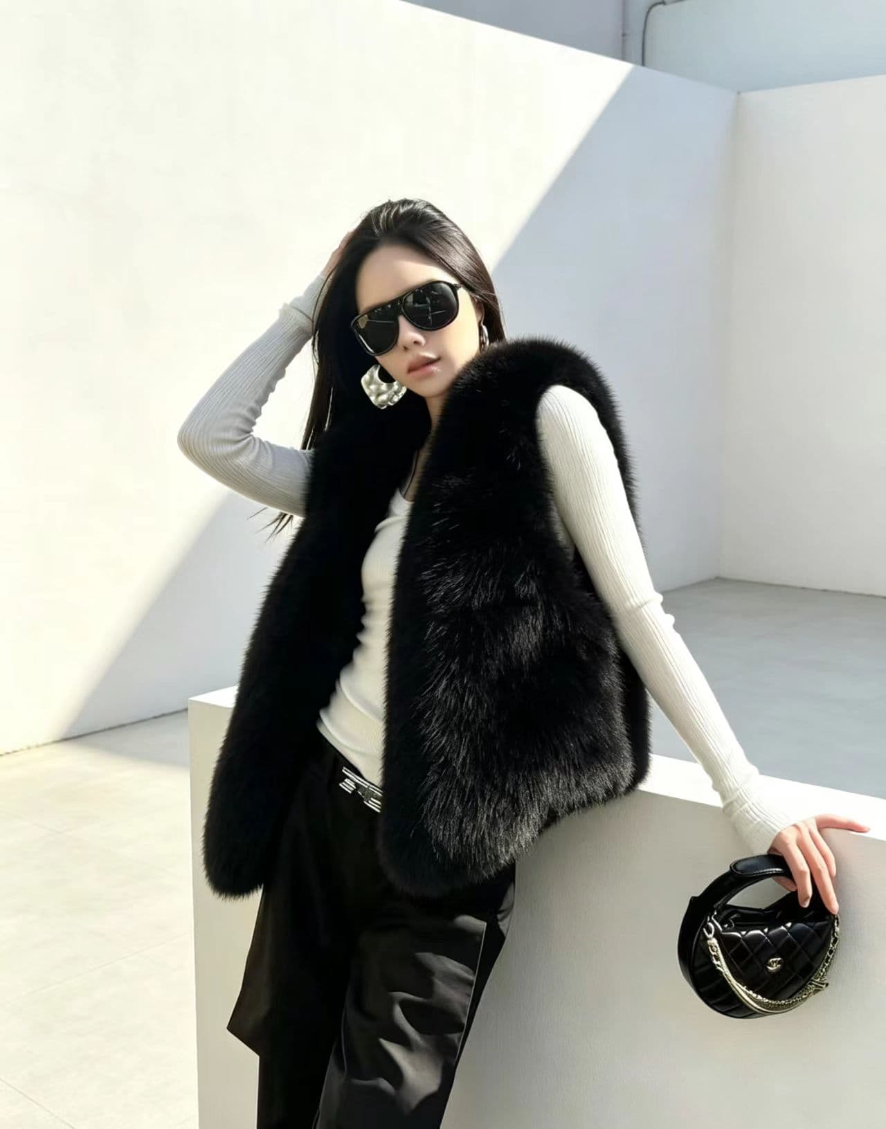 첸 포 멜로 말 하나. A 여자 2026 새로운 피모 하나 조끼 외부 가져 가라. 가을 겨울 모방 폭스 모피 모피 조끼 상세 이미지 6