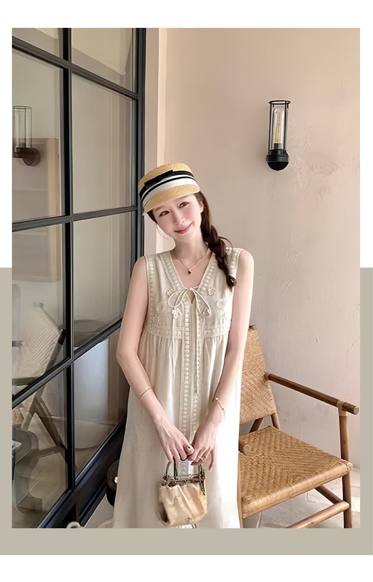 2026 여름 새로운 출산 착용 빅 사이즈 민소매 매운맛 엄마 루즈핏 슬림해 보이는 패치워크 임신 기간 착용 가져 가라. 드레스 상세 이미지 22
