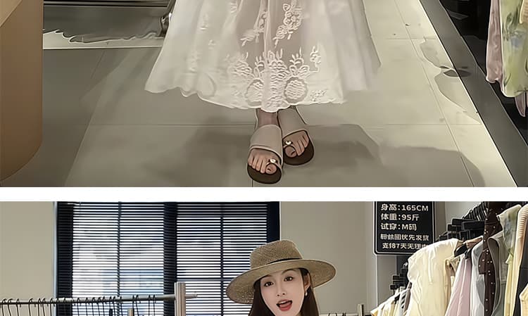 지금 여름 신제품 민소매 프랑스식 패치워크 디자인 센스 드레스 상세 이미지 17