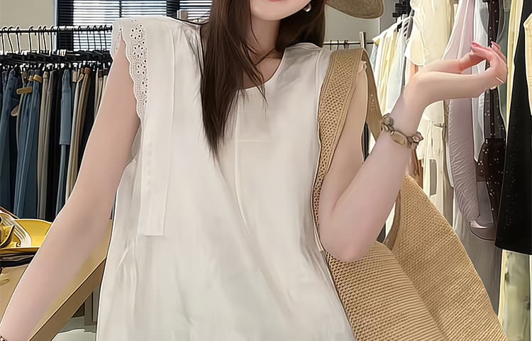 지금 여름 신제품 민소매 프랑스식 패치워크 디자인 센스 드레스 상세 이미지 27