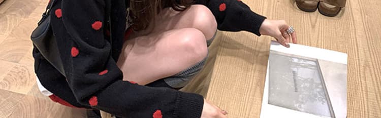 한 부서 베이지 색 도트 무늬 라운드 넥 니트 스웨터 오픈 가디건 여성 가을 겨울철 고급 센스 품격 고유 한 외출용 맨위 상세 이미지 20