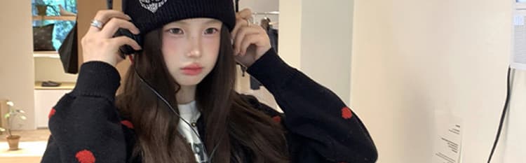 한 부서 베이지 색 도트 무늬 라운드 넥 니트 스웨터 오픈 가디건 여성 가을 겨울철 고급 센스 품격 고유 한 외출용 맨위 상세 이미지 37