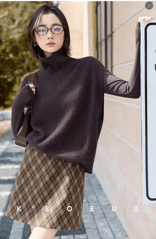 가을 겨울 터틀넥 순양모 조끼 여자 루즈핏 느슨함 센스 스택 착용 스웨터 어깨 니트 스웨터 품격 조끼 상세 이미지 3