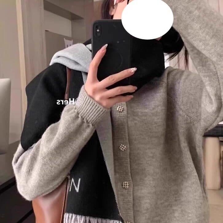 레트로 회색 스웨터 오픈 가디건 여성 봄 가을 카디건 얇은 스타일 재킷 체크무늬 단추 디자인 센스 루즈핏 맨위 상세 이미지 24