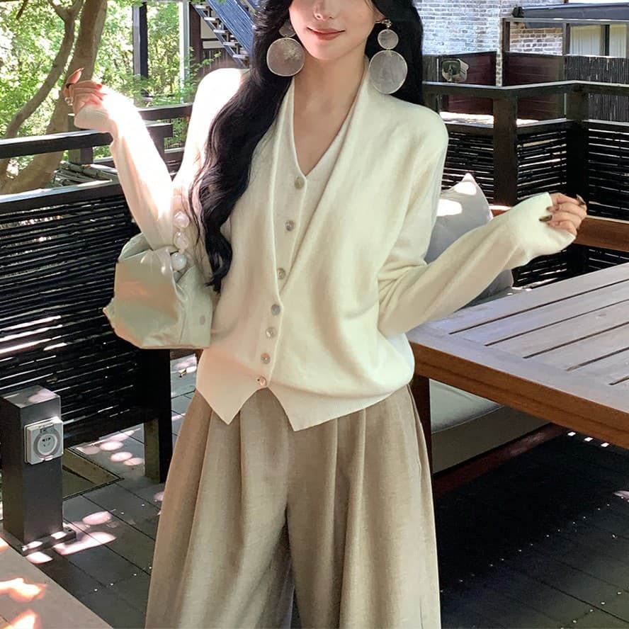 페이크 레이어드 니트 스웨터 맨위 여성 조기 가을 건국 여행 착용 가져 가라. 스웨터 카디건 코트 상세 이미지 9