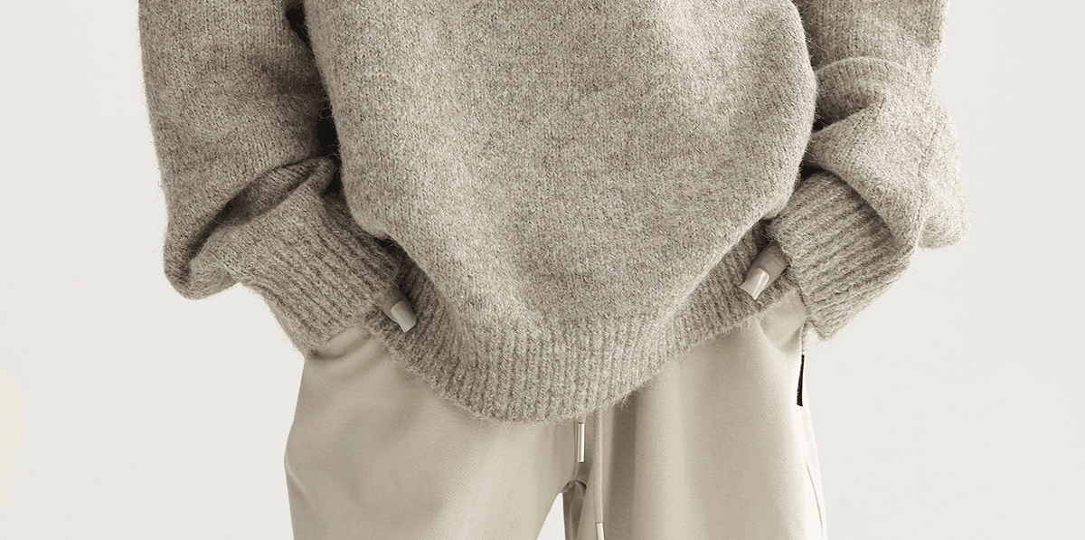 오트밀 색상 단추 반 개방 칼라 터틀넥 풀오버 스웨터 여자 가을 겨울 루즈핏 느긋한 바람 두꺼운 보온 스탠드 칼라 맨위 상세 이미지 3