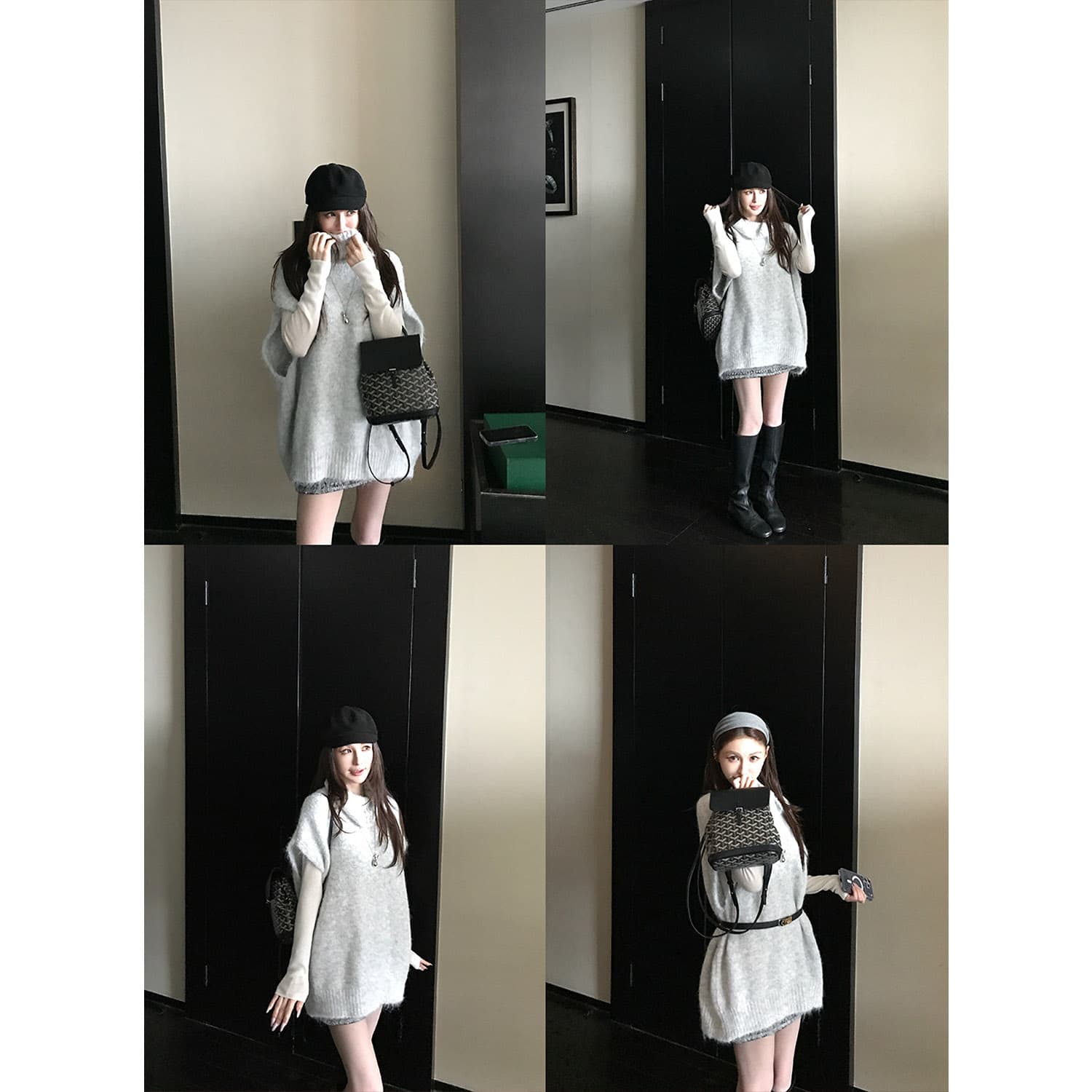 오트밀 우유 버블 봄 스택 착용 아이디어 양 물 라 사비 르 털 터틀넥 조끼 스웨터 느긋한 털 셔츠 이미지 4