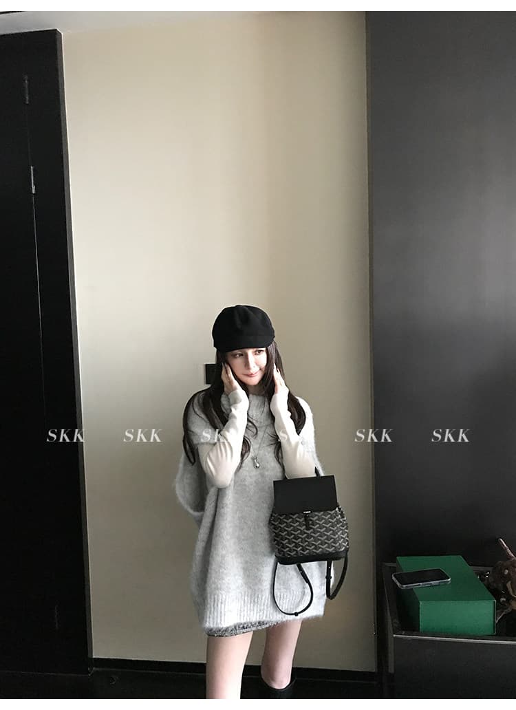 오트밀 우유 버블 봄 스택 착용 아이디어 양 물 라 사비 르 털 터틀넥 조끼 스웨터 느긋한 털 셔츠 상세 이미지 17