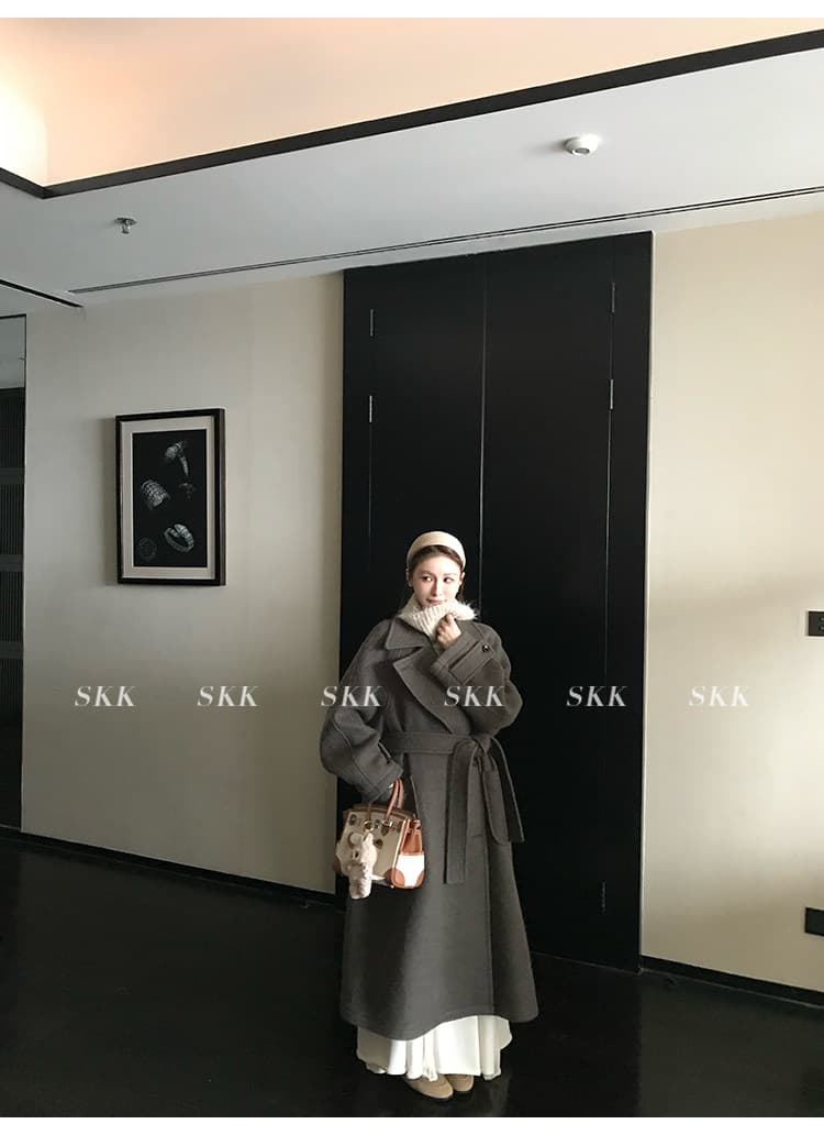 오트밀 우유 버블 봄 스택 착용 아이디어 양 물 라 사비 르 털 터틀넥 조끼 스웨터 느긋한 털 셔츠 상세 이미지 28
