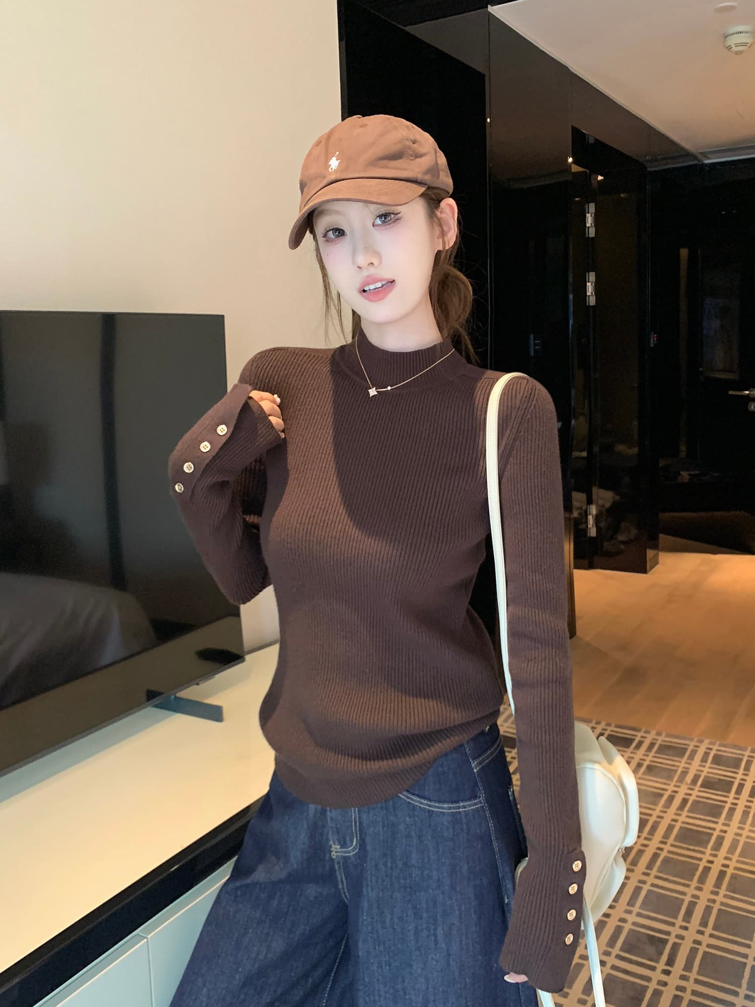 이른 가을 2026 새로운 몸매 가꾸기 기본 셔츠 여성 인사이드 가져 가라. 반하이넥 스웨터 고급 센스 몸매 가꾸기 긴팔 니트 맨위 상세 이미지 13