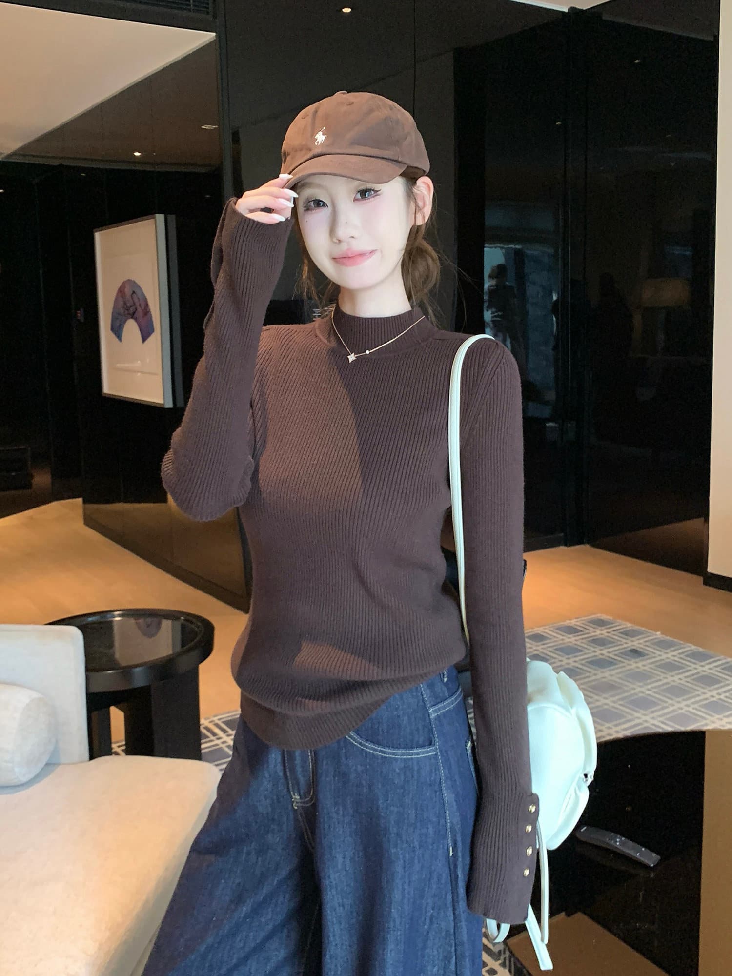 이른 가을 2026 새로운 몸매 가꾸기 기본 셔츠 여성 인사이드 가져 가라. 반하이넥 스웨터 고급 센스 몸매 가꾸기 긴팔 니트 맨위 상세 이미지 18