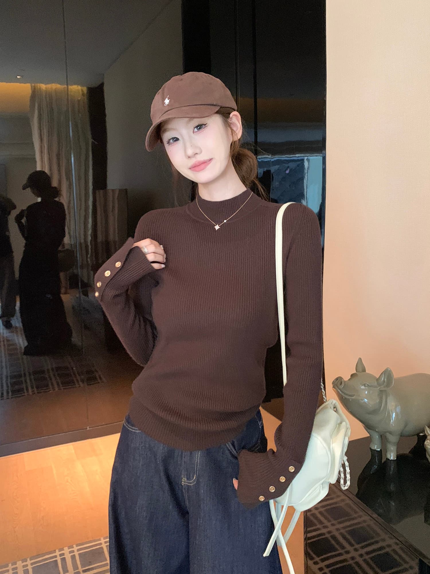 이른 가을 2026 새로운 몸매 가꾸기 기본 셔츠 여성 인사이드 가져 가라. 반하이넥 스웨터 고급 센스 몸매 가꾸기 긴팔 니트 맨위 상세 이미지 22