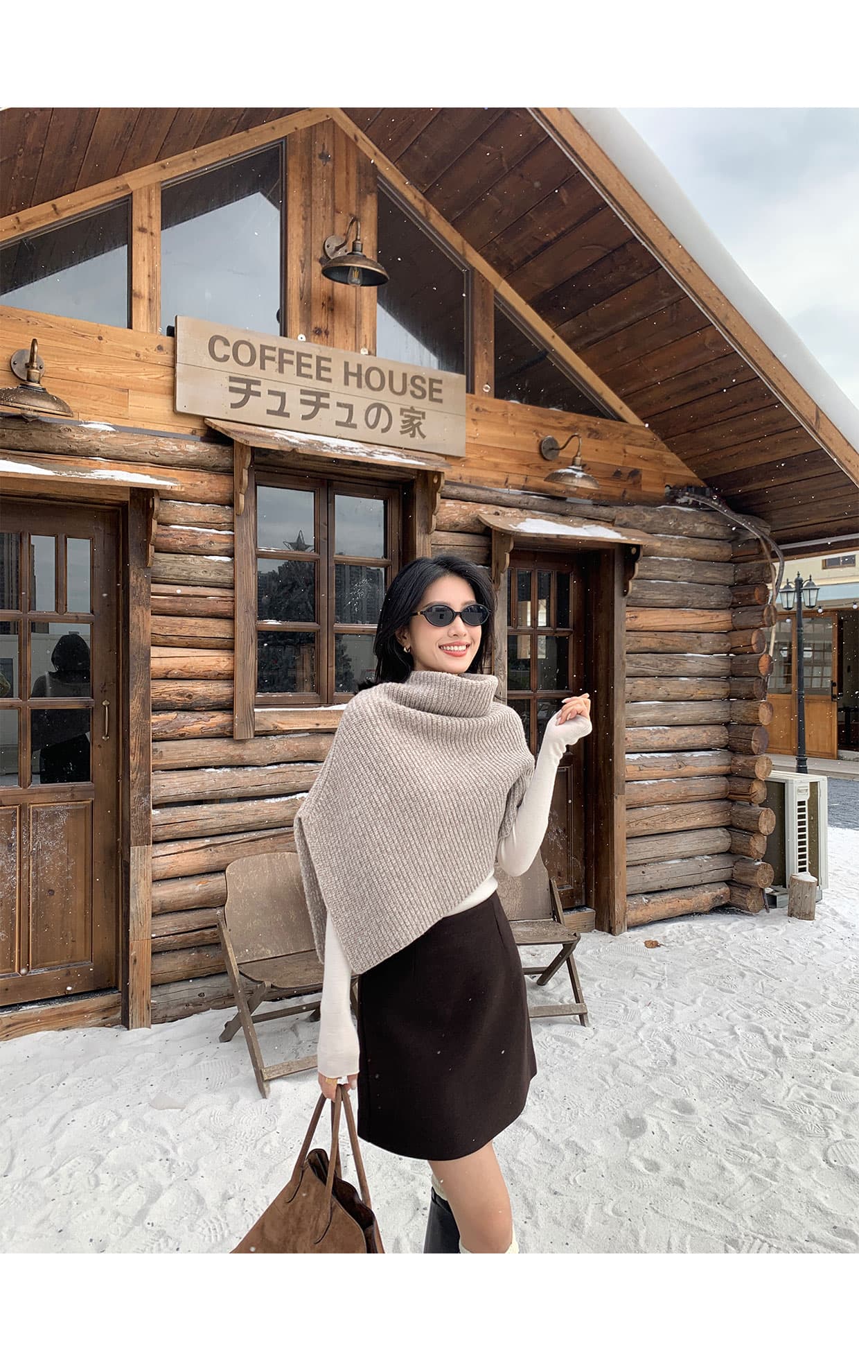 가을 겨울 스웨터 숄 살구 색상 느긋한 바람 품격 스택 착용 양모 니트 스웨터 풀오버 맨위 여성 상세 이미지 10