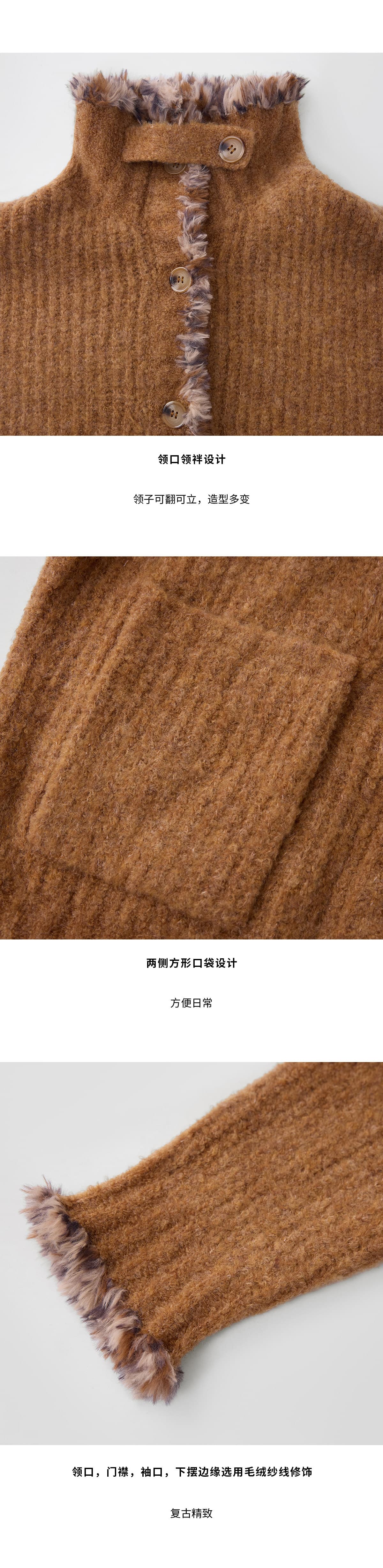 레트로 낭만주의 서클 양모 원사 수공 거친 가장자리 느긋한 스웨터 여자 상세 이미지 3