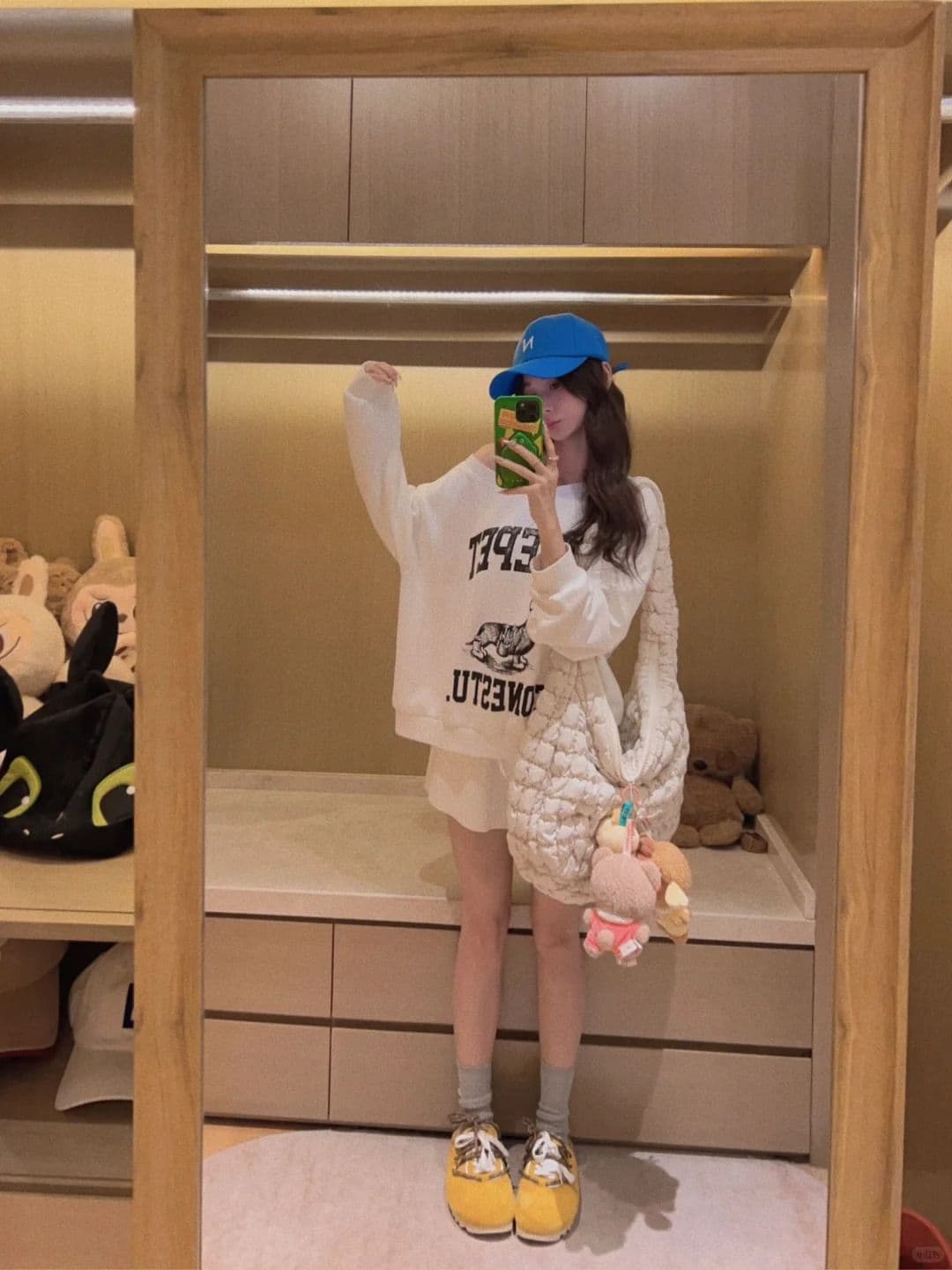 아메리칸 핫걸 프린트 비스듬한 어깨 후드티 여성 봄 가을 루즈핏 맨위 상세 이미지 3