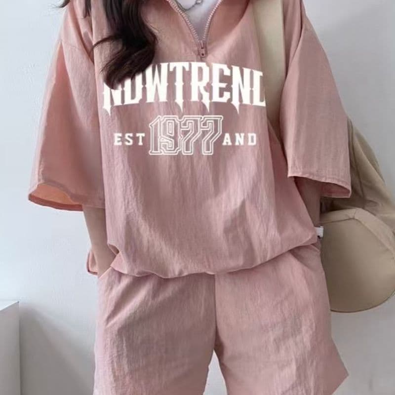 캐주얼 운동복 세트 여성 여름 2026 새로운 반팔 반바지 캠퍼스 바람 귀여운 소녀 러닝 두 조각 이미지 5