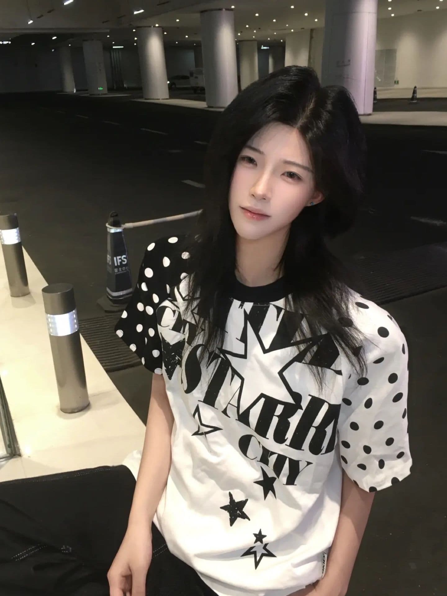 아메리칸 레트로 순면 패치워크 색상 반팔 티셔츠 여성 이미지 4