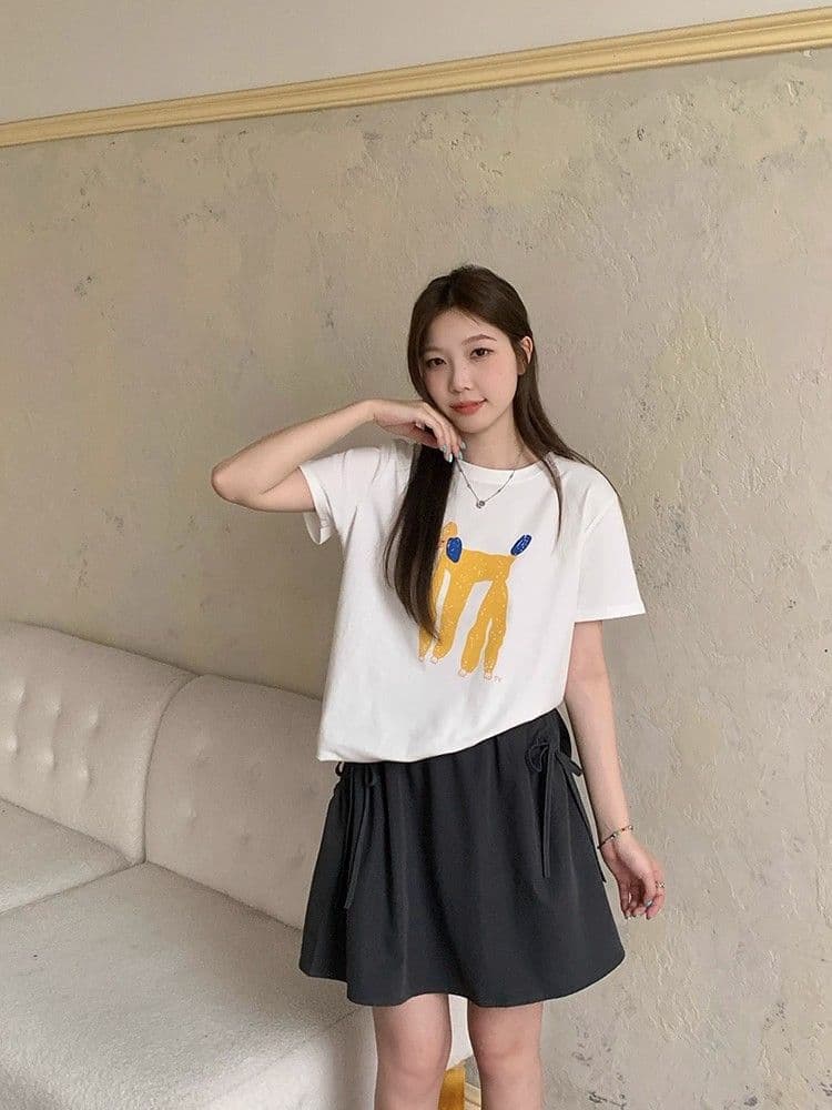 여름 섹션 나비 매듭 반신 스커트 지방 mm 빅 사이즈 여성 의류 다용도 주름 한 마디 미니 스커트 상세 이미지 3