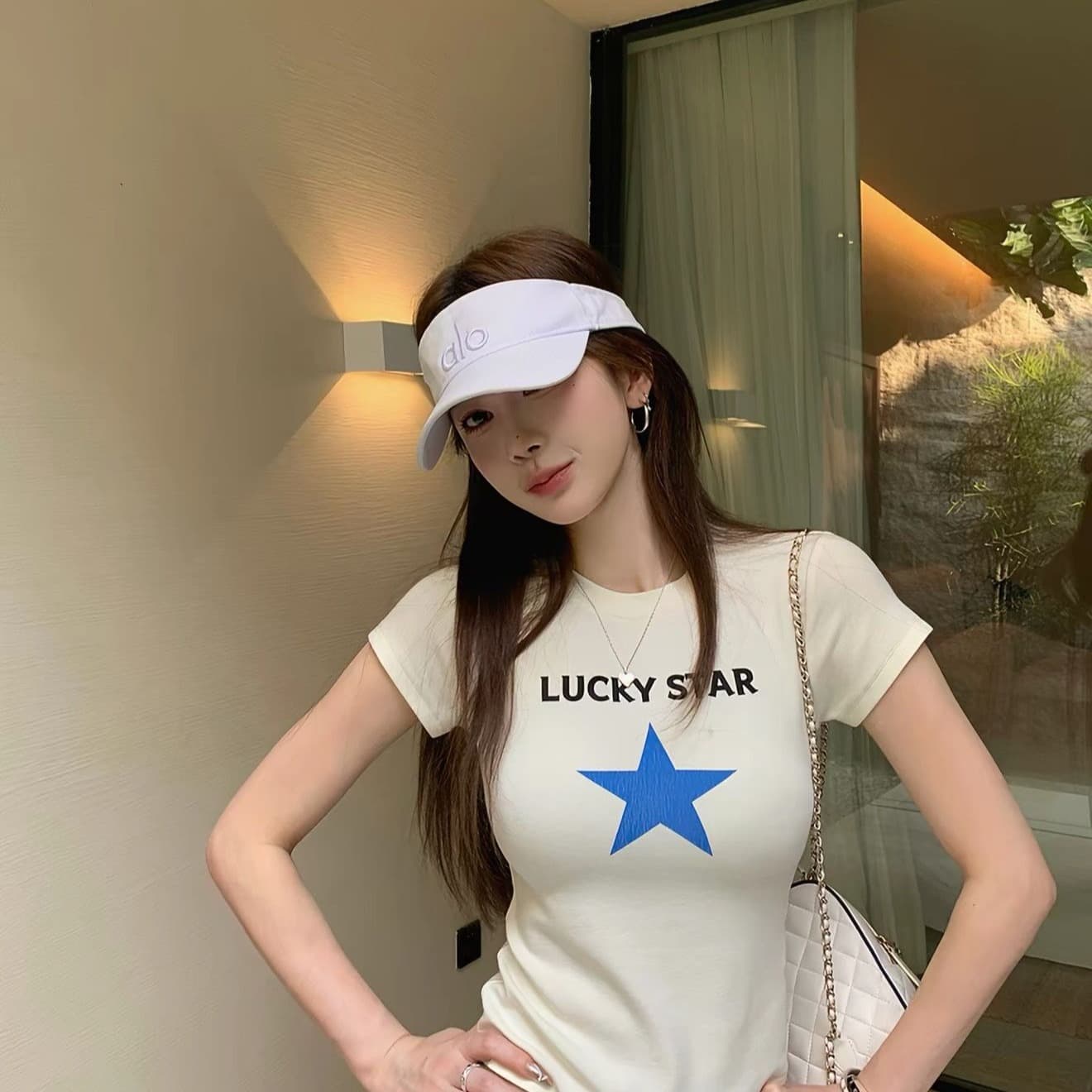 아메리칸 레트로 프린트 반팔 티셔츠 여성 여름 몸매 가꾸기 캐주얼 맨위 이미지 5