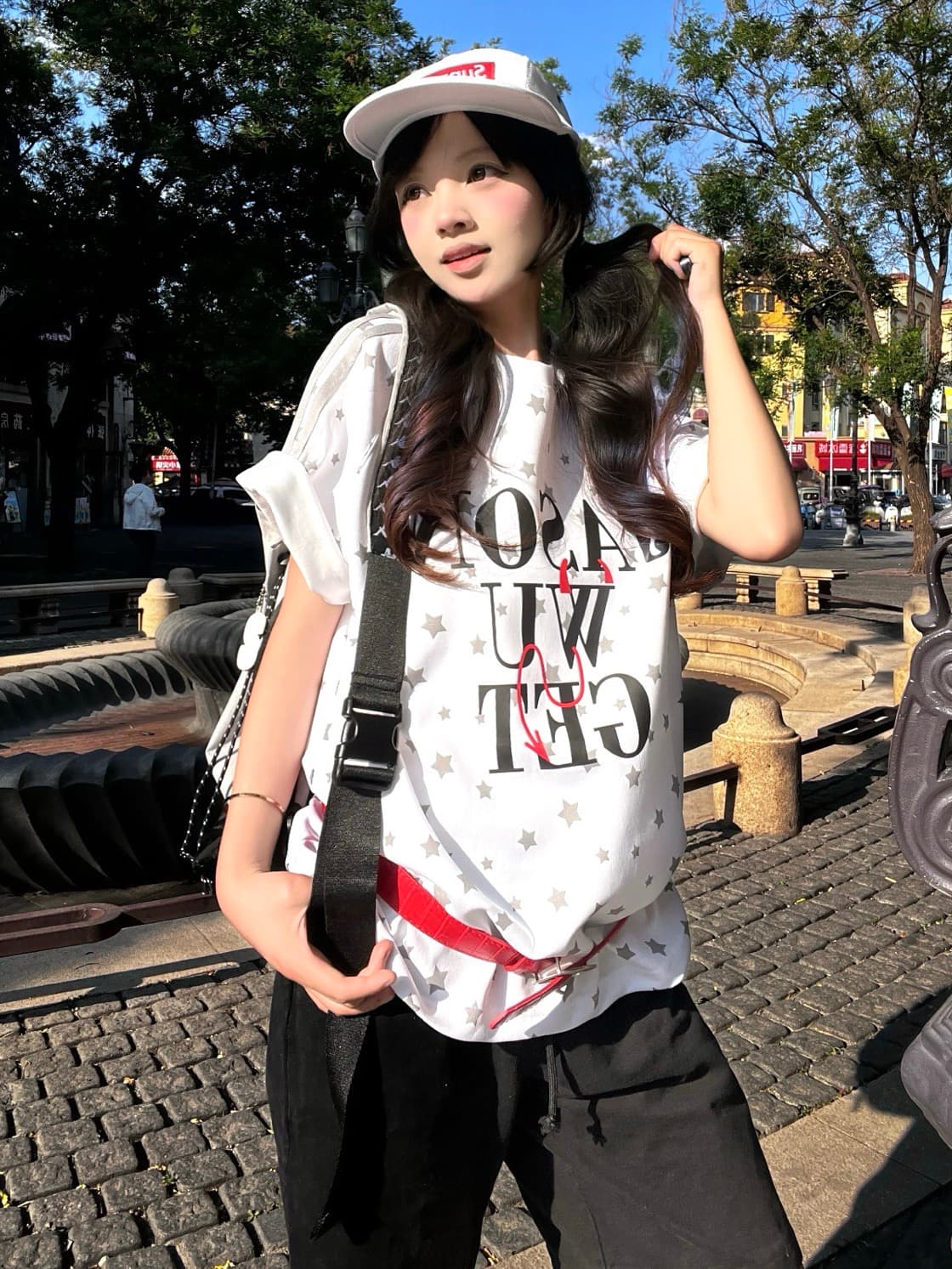 좋은 품질 리본 천 프린트 19 지점 220 그램 순면 삽입 어깨 소매 반팔 티셔츠 상세 이미지 1