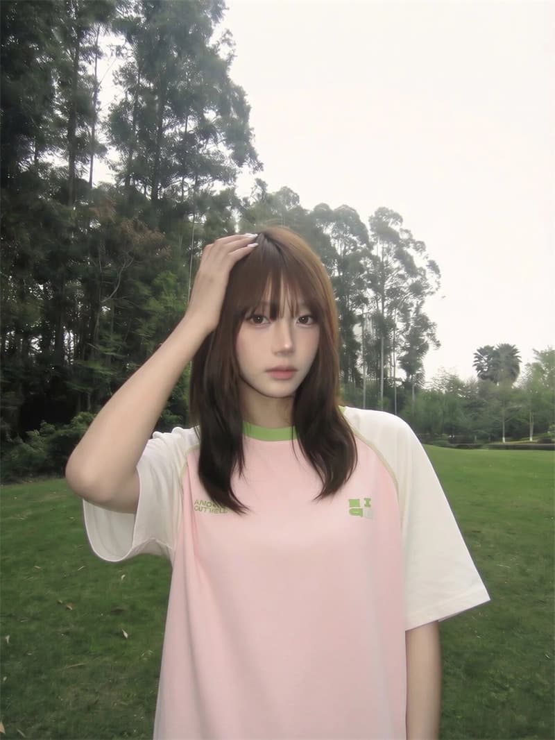 명중 인터넷 프린트 19 지점 220 그램 순면 케이블 루오 Na 네클라인 삽입 어깨 소매 반팔 티셔츠 상세 이미지 3