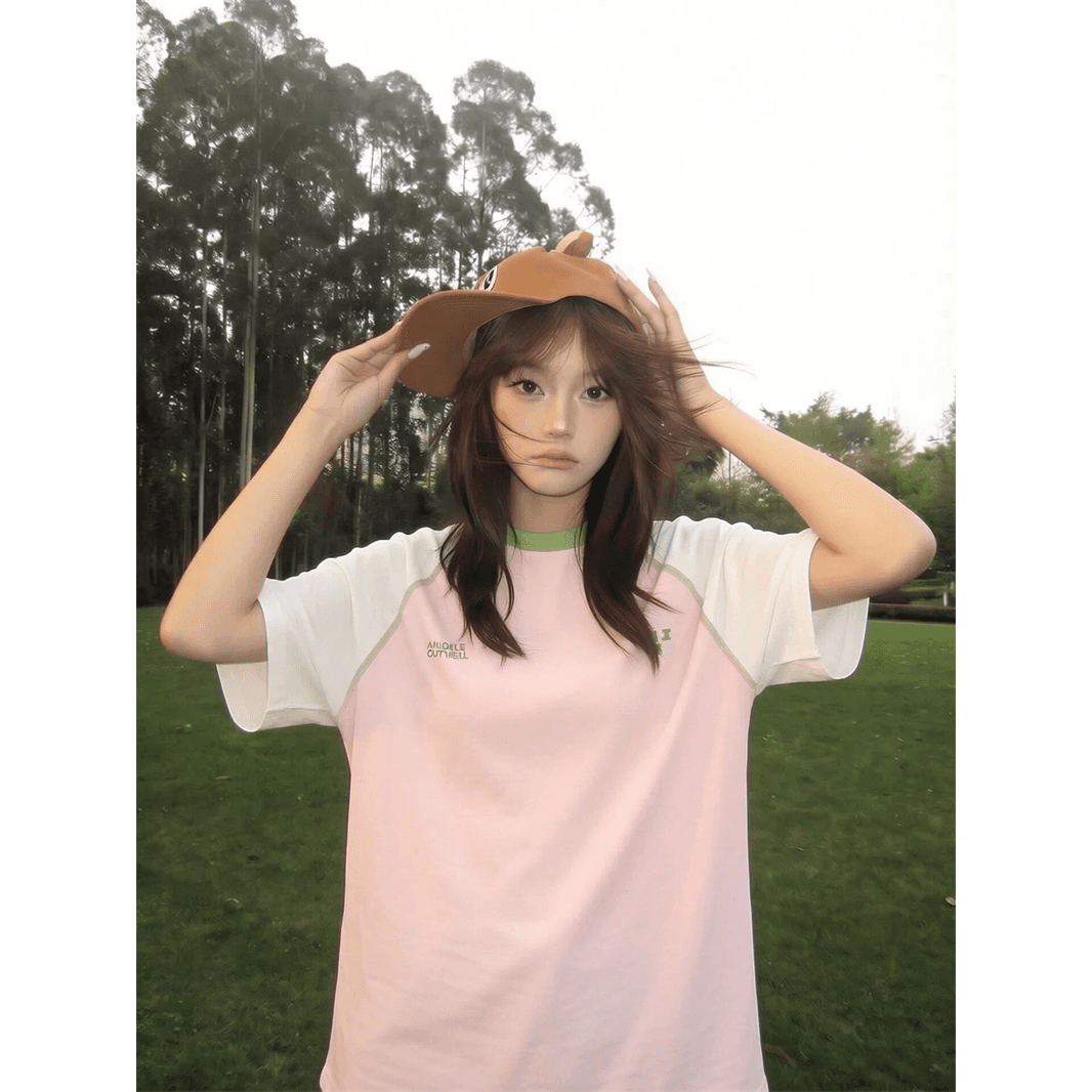 명중 인터넷 프린트 19 지점 220 그램 순면 케이블 루오 Na 네클라인 삽입 어깨 소매 반팔 티셔츠 상세 이미지 5
