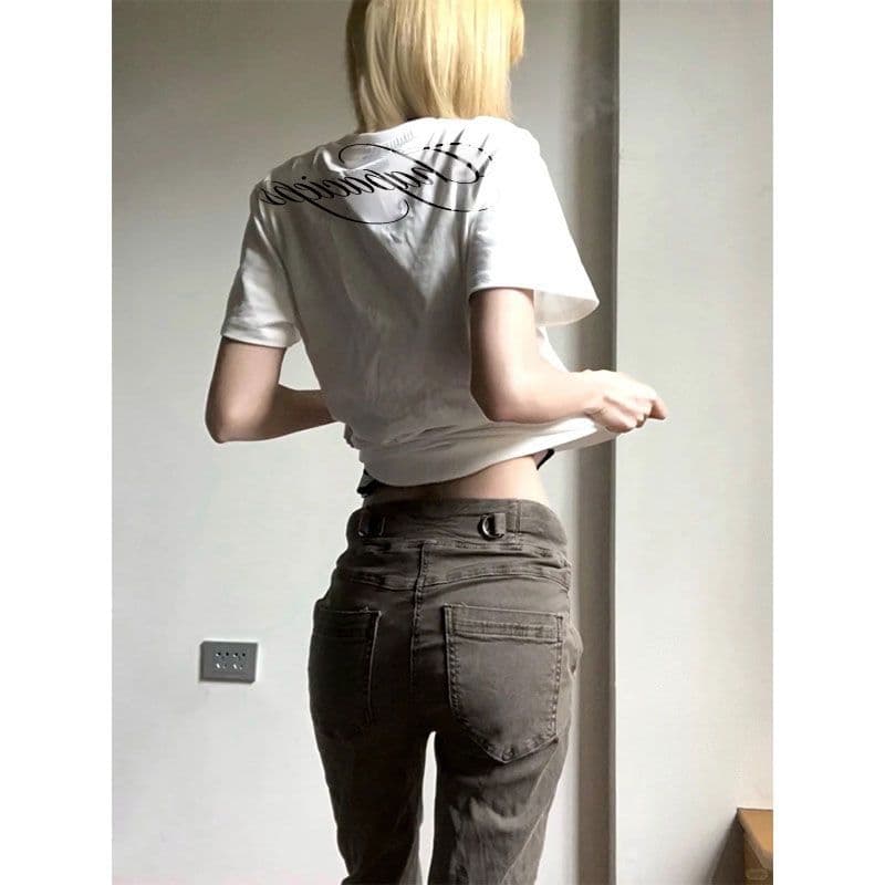 220g 순면 이후 패키지 칼라 프린트 핫픽스 반팔 티셔츠 여성 이미지 5