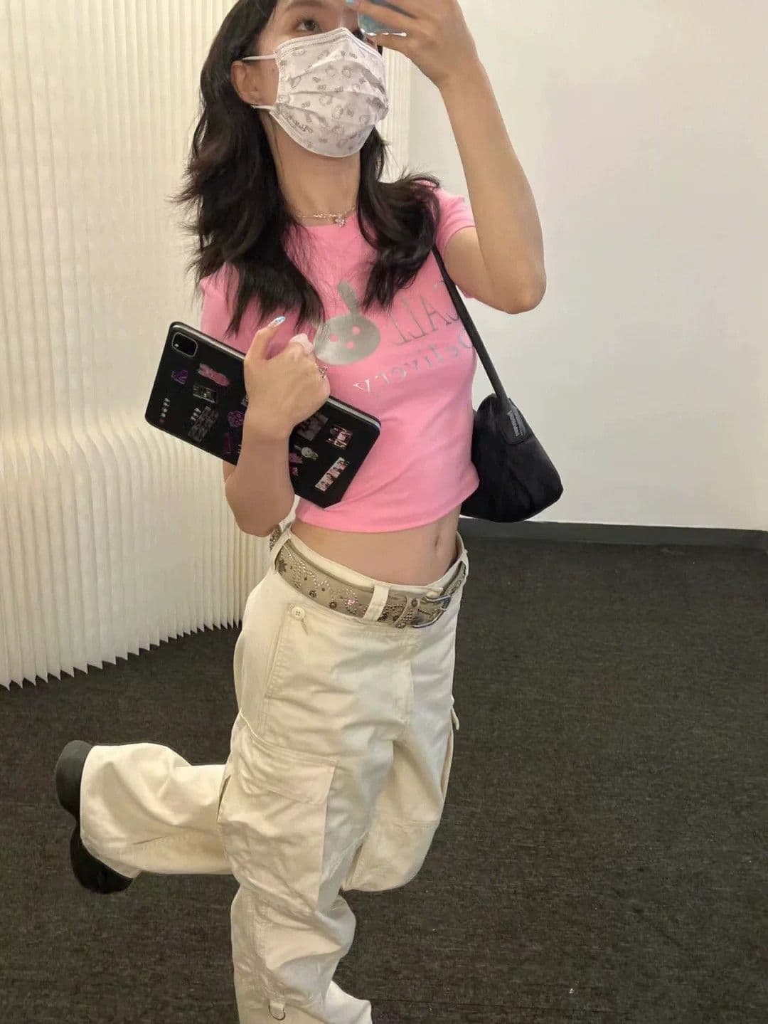 원본 인쇄 플라워 클럽 반사 아니요 압력 그림 40 230 크 95 면 핫걸 핑크색 토끼 반하이넥 이미지 2