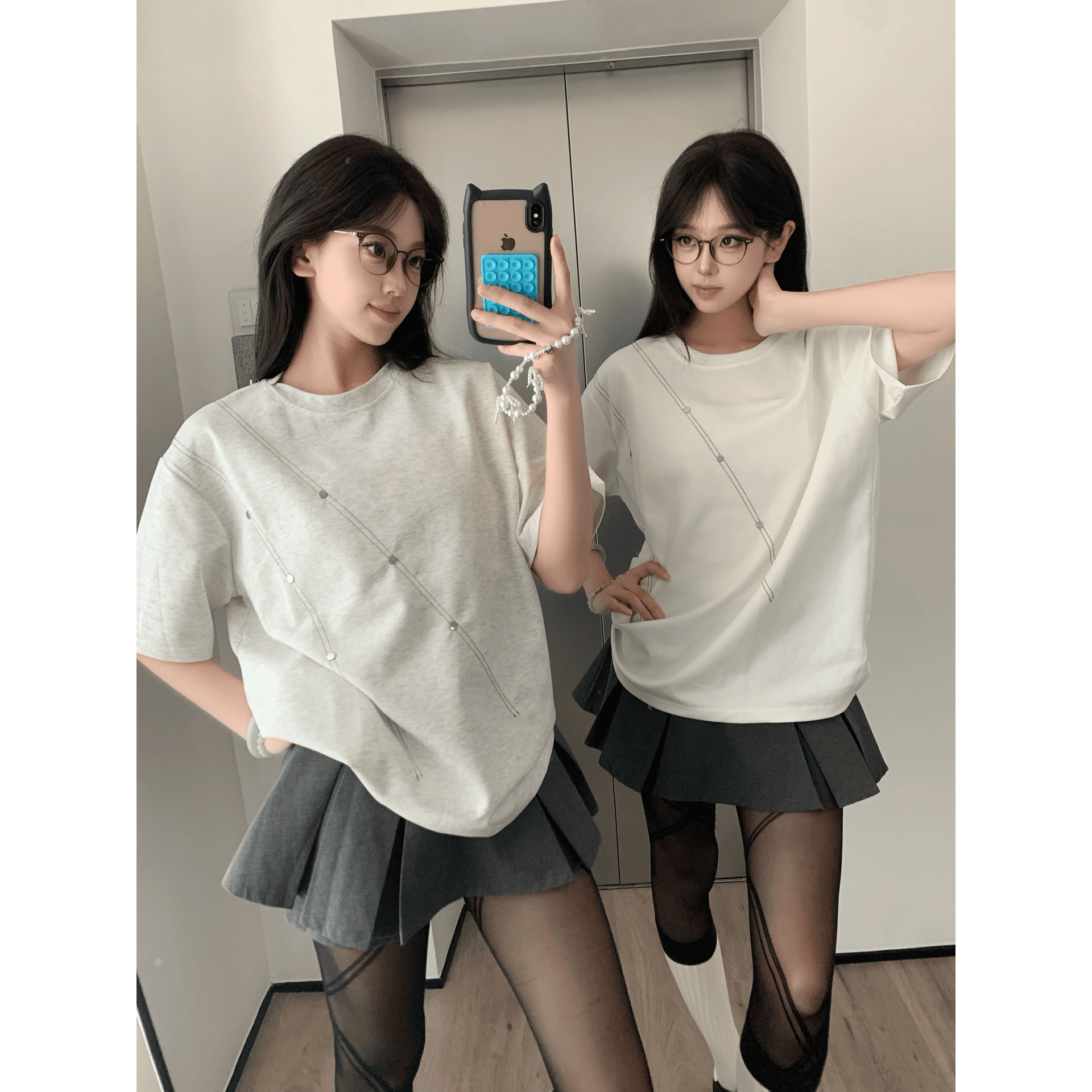 네클라인 디자인 슬래시 버드 나무 못 50 면 45 폴리 에스터 5 암모니아 Lun 원단 한국 스타일 새로운 여름 다용도 캐주얼 반팔 여성 이미지 5