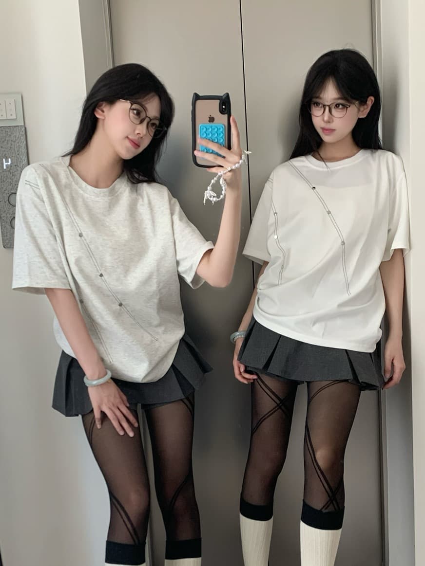 네클라인 디자인 슬래시 버드 나무 못 50 면 45 폴리 에스터 5 암모니아 Lun 원단 한국 스타일 새로운 여름 다용도 캐주얼 반팔 여성 상세 이미지 2