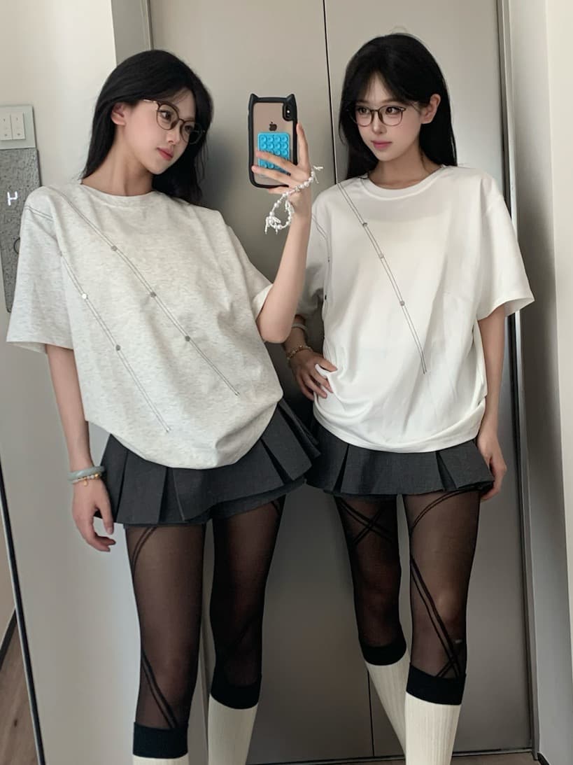 네클라인 디자인 슬래시 버드 나무 못 50 면 45 폴리 에스터 5 암모니아 Lun 원단 한국 스타일 새로운 여름 다용도 캐주얼 반팔 여성 상세 이미지 4