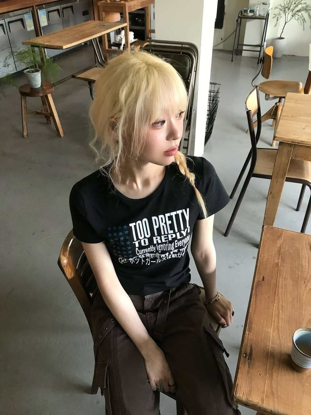 아메리칸 레트로 순면 프린트 몸매 가꾸기 반팔 티셔츠 여성 이미지 2