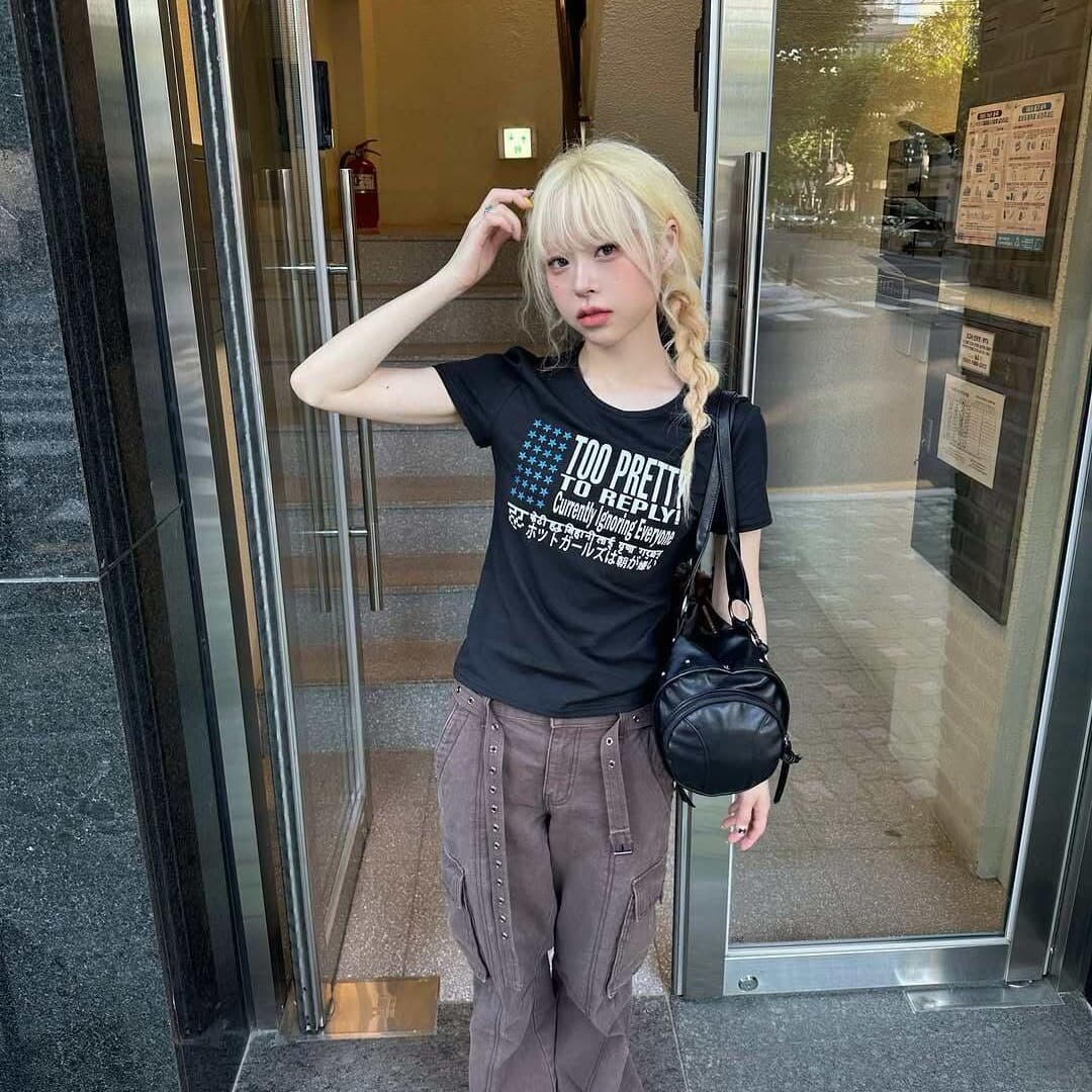 아메리칸 레트로 순면 프린트 몸매 가꾸기 반팔 티셔츠 여성 이미지 5