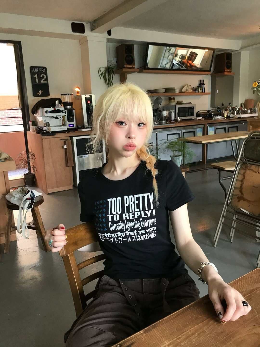 아메리칸 레트로 순면 프린트 몸매 가꾸기 반팔 티셔츠 여성 상세 이미지 1